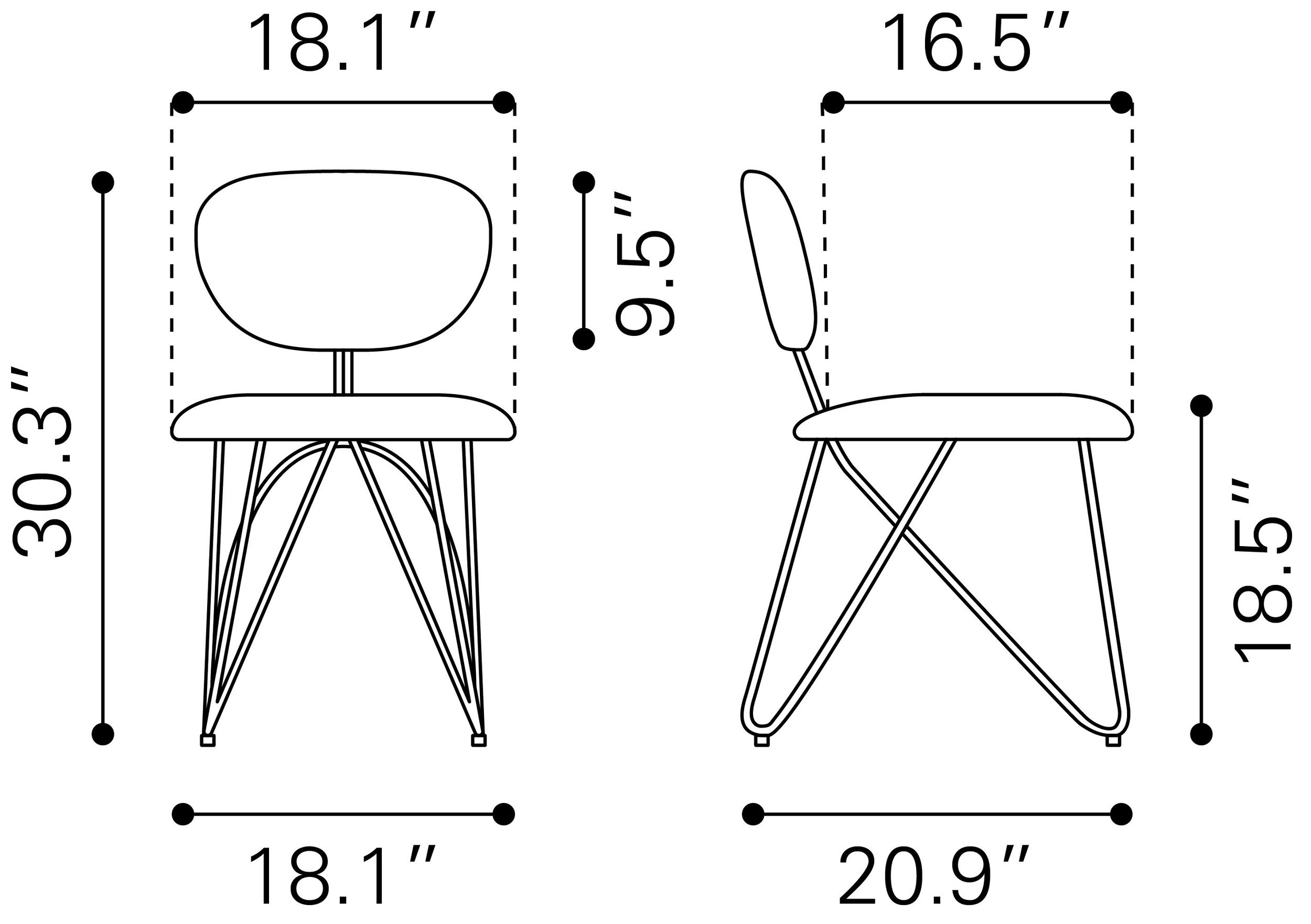 Novi Polyester/Steel Dining Chair