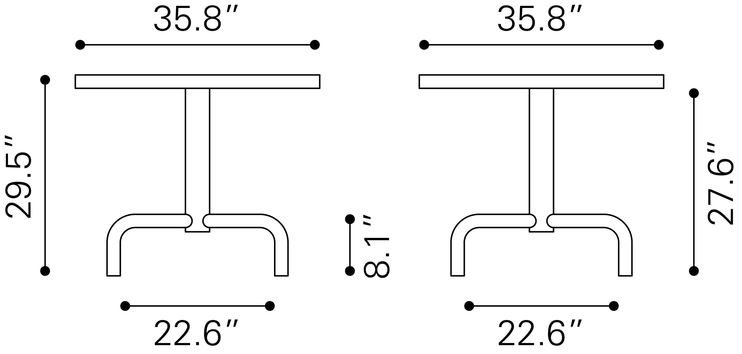 Neum Square MDF/Steel Bistro Table