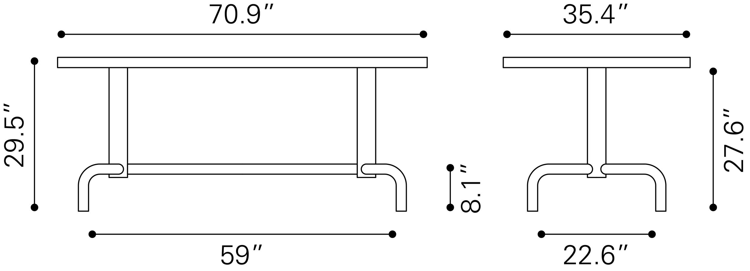 Neum Rectangular MDF/Steel Dining Table