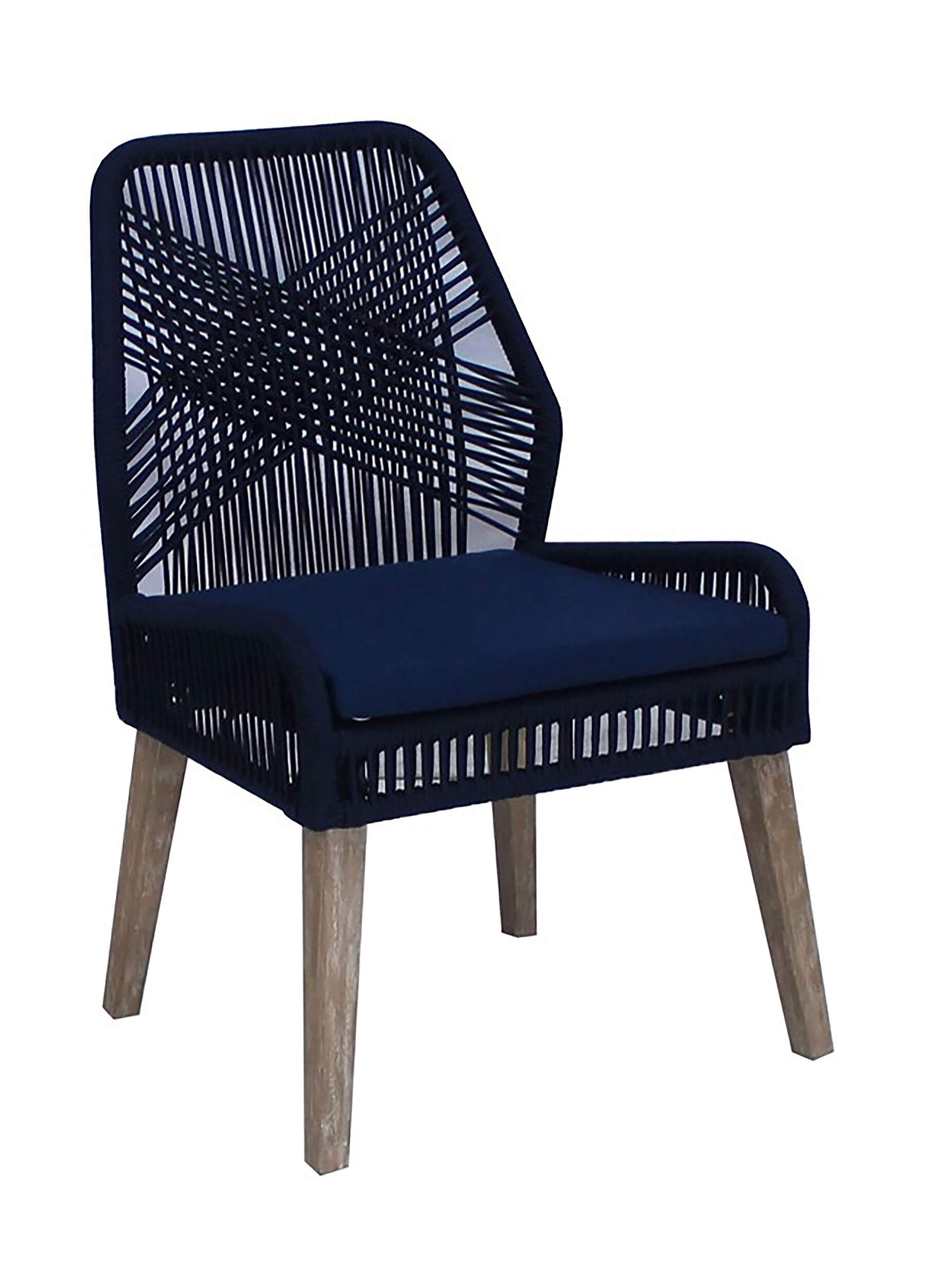 Nakia Woven Back Side Chair with Wood Base