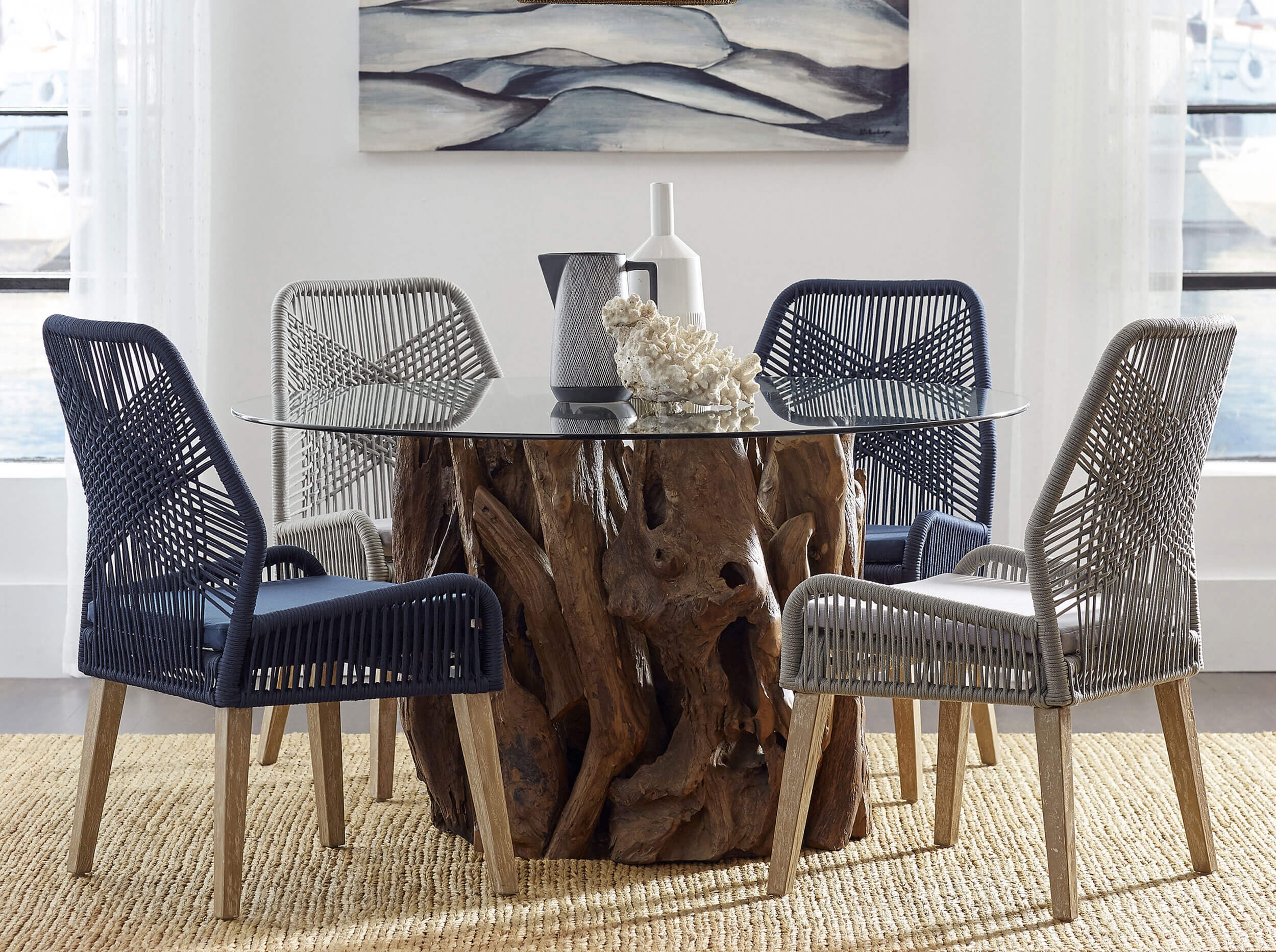 Nakia Woven Back Side Chair with Wood Base