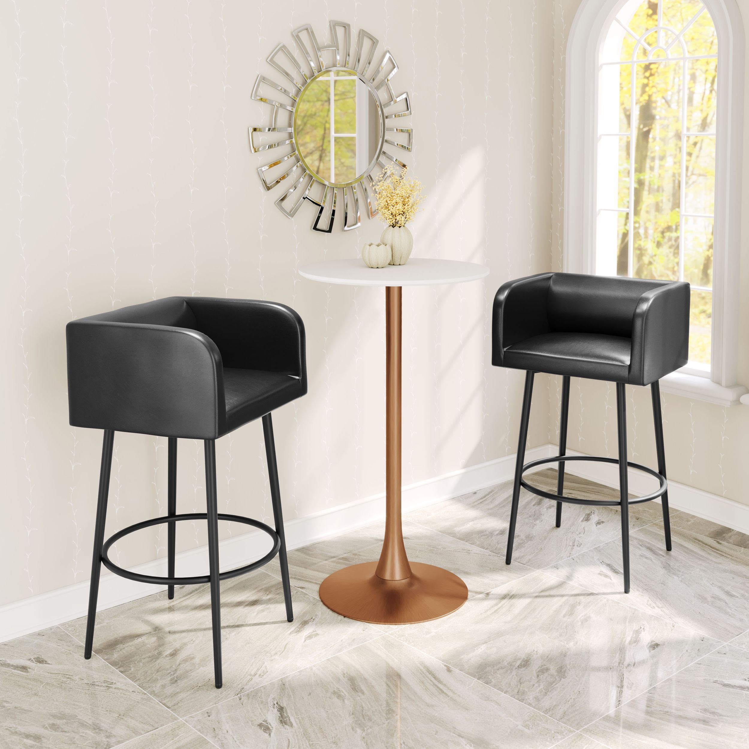 Horbat Faux Leather/Steel Barstool