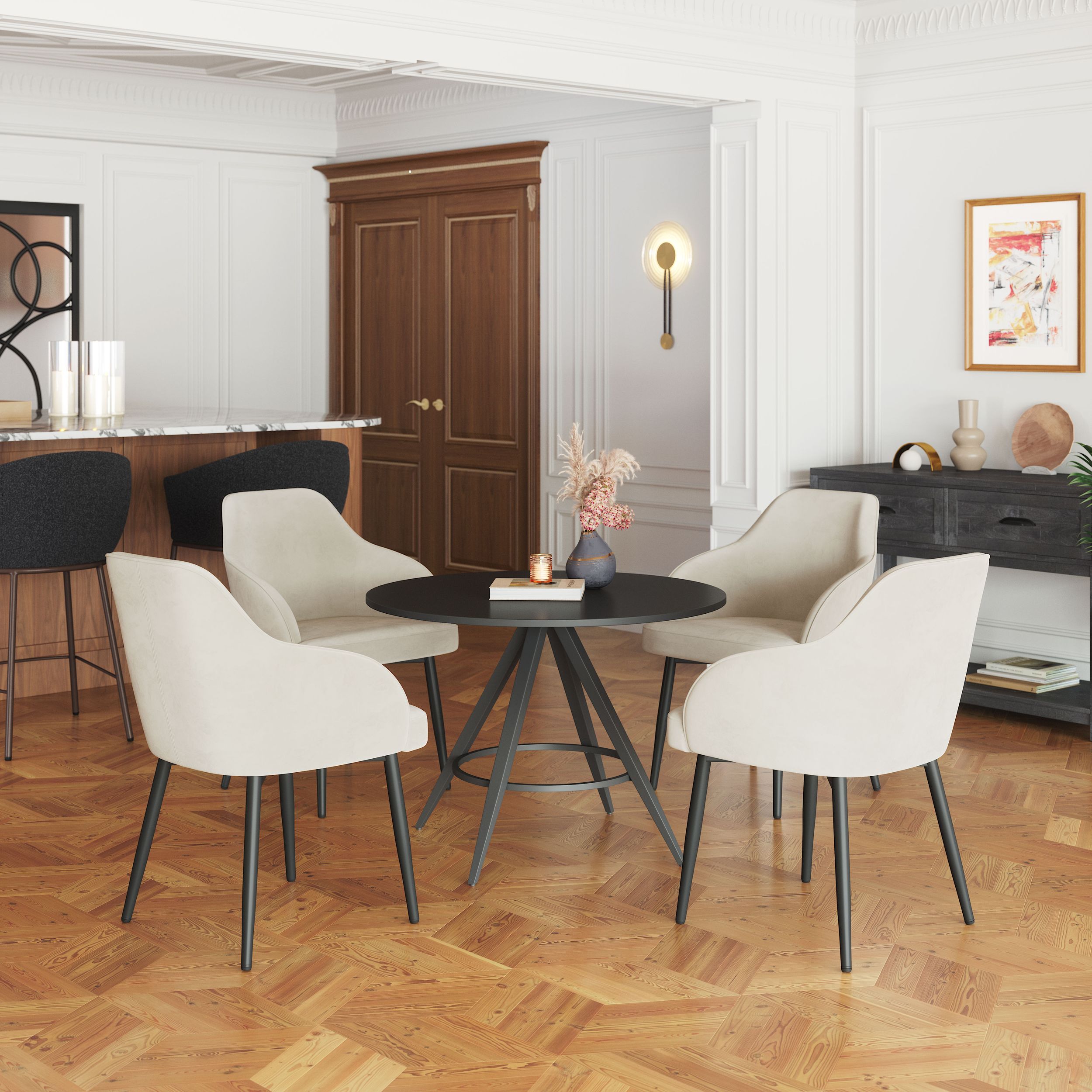 Dinos Round MDF/Steel Dining Table