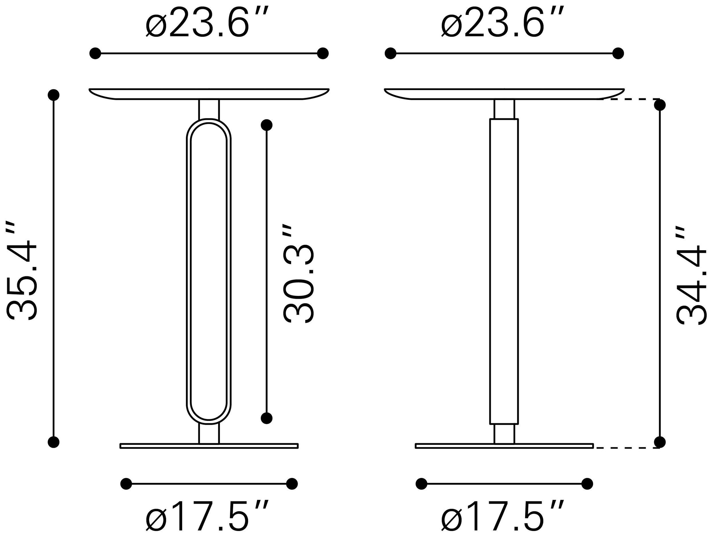 Derry Round MDF/Steel Counter Table