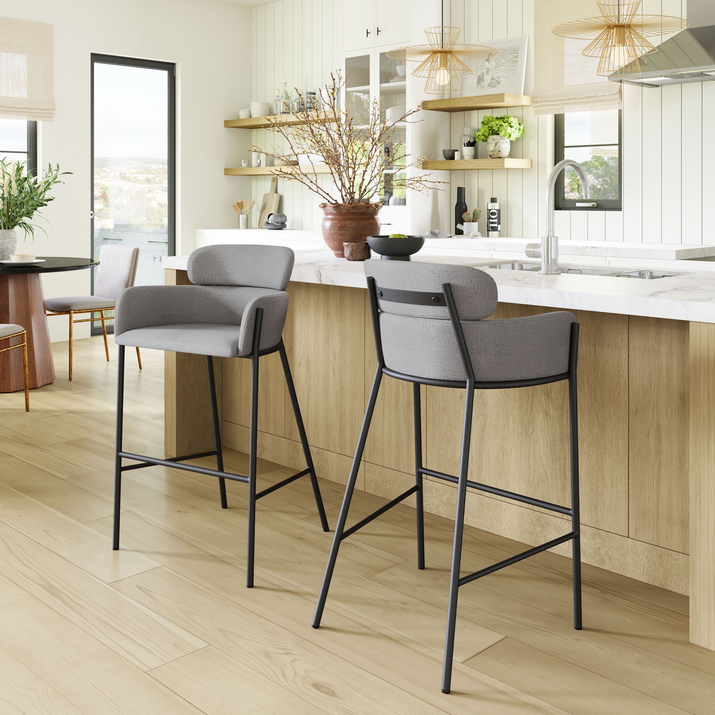 Bremor Fabric/Steel Barstool
