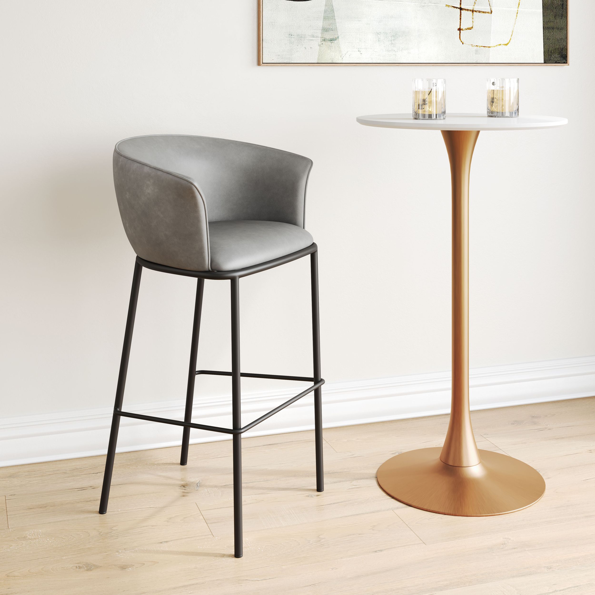 Garston Faux Leather/Steel Barstool