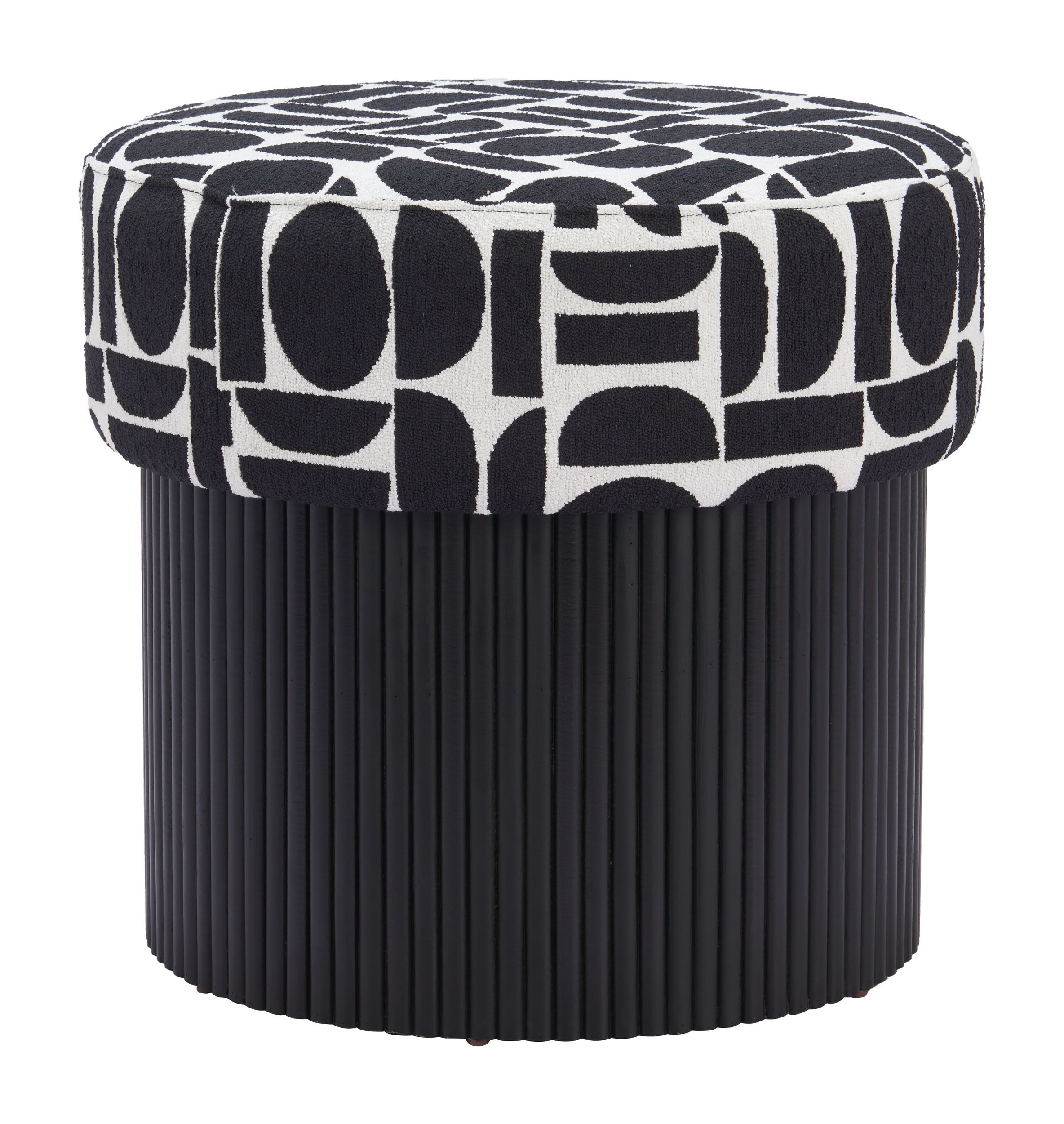 Boto Round Polyester/Wood Storage Ottoman
