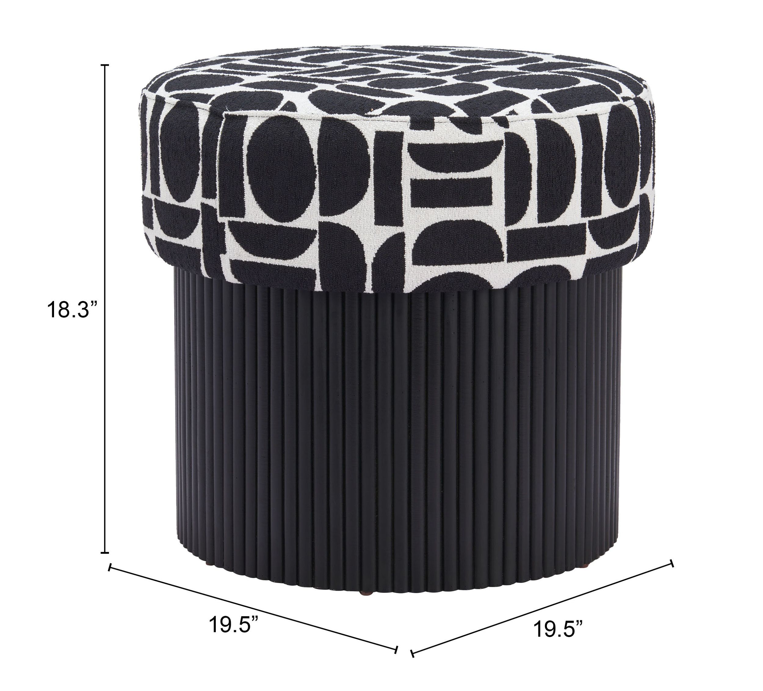 Boto Round Polyester/Wood Storage Ottoman