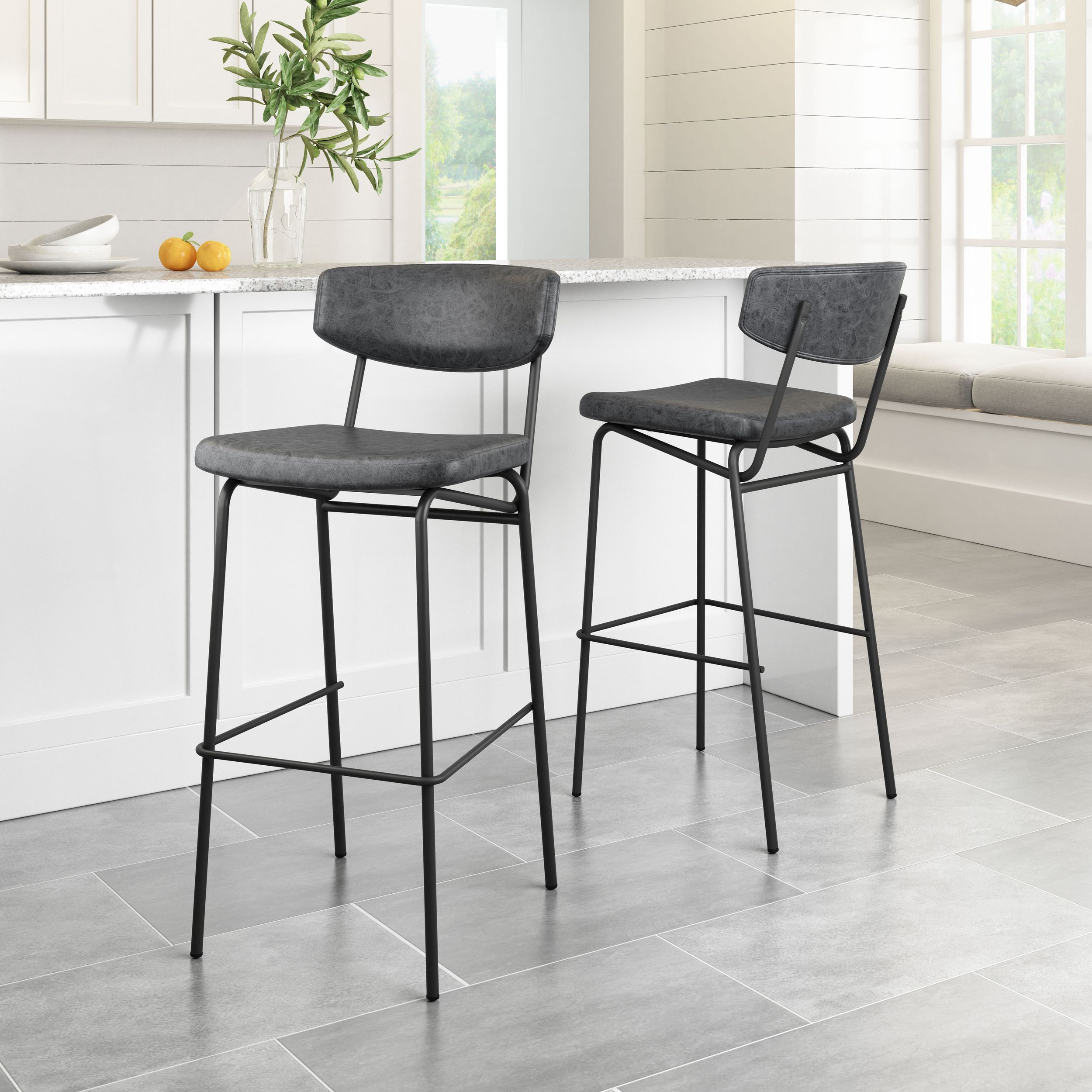 Charon Faux Leather/Steel Barstool