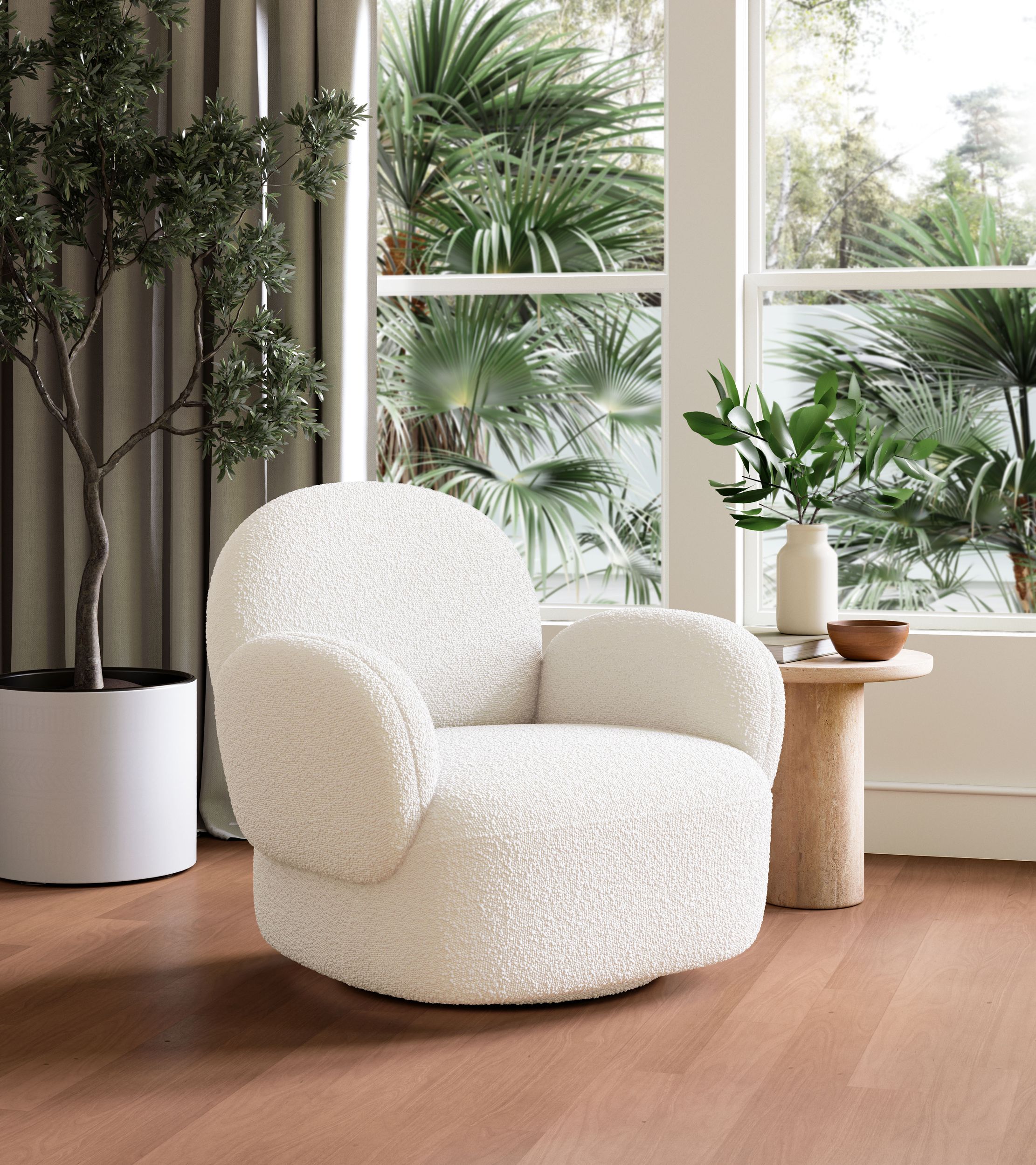 Pilka Polyester Swivel Chair