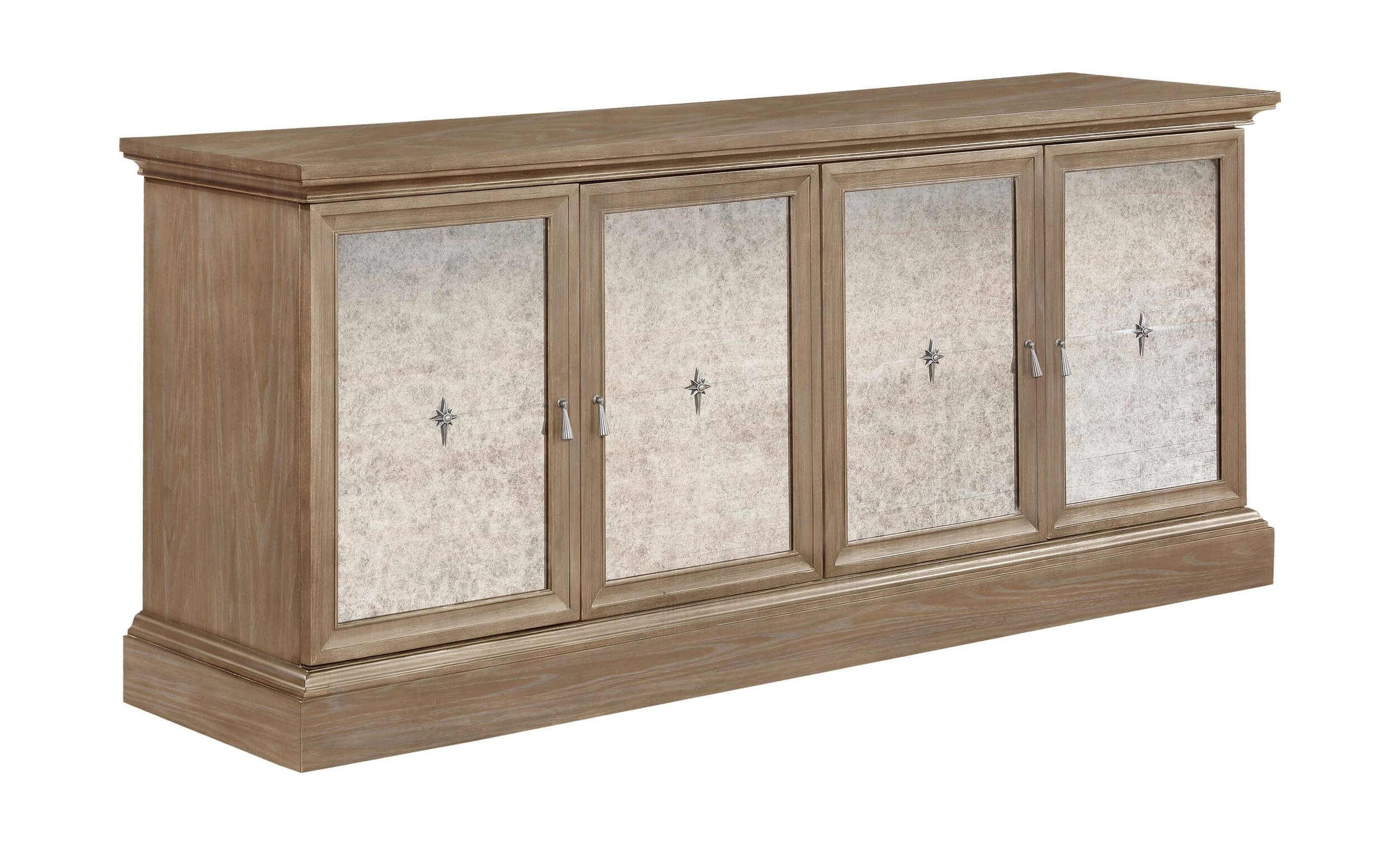 Brockway 4-Door Wood Veneer Server with Mirrored Doors
