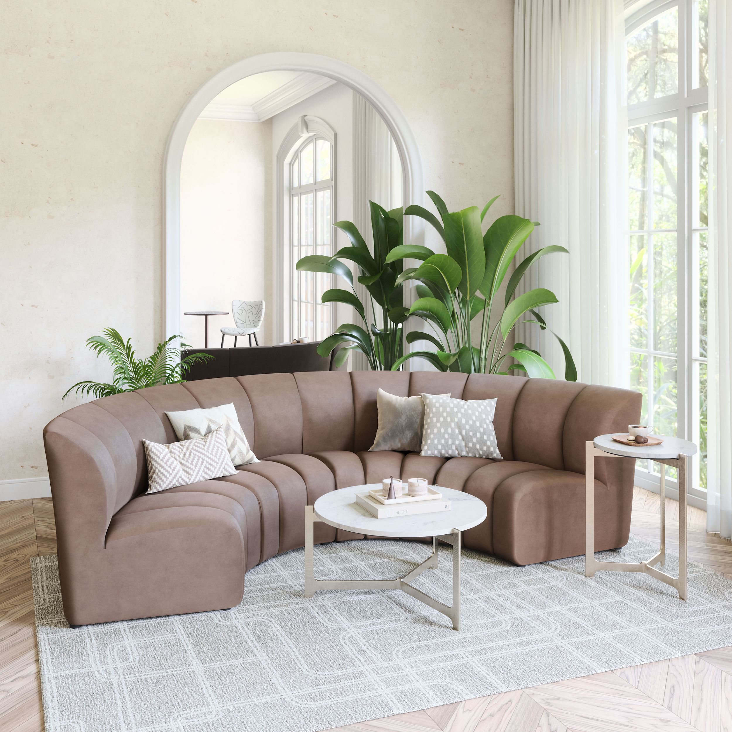 Garbi Curved Velvet Modular Sectional