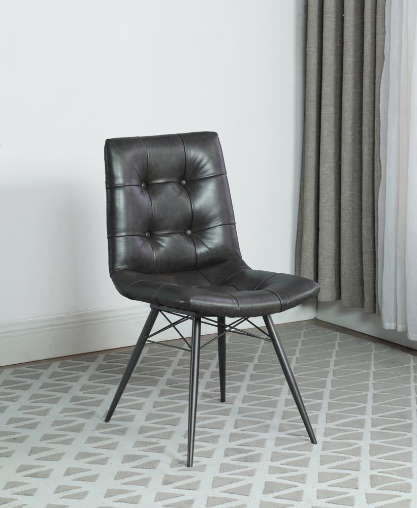 Aiken Tufted Leatherette Dining Chair with Metal Legs
