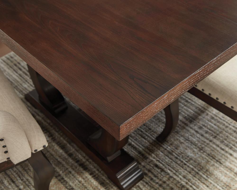 Brockway Rectangular Cove Trestle Dining Table with Extension Leaf