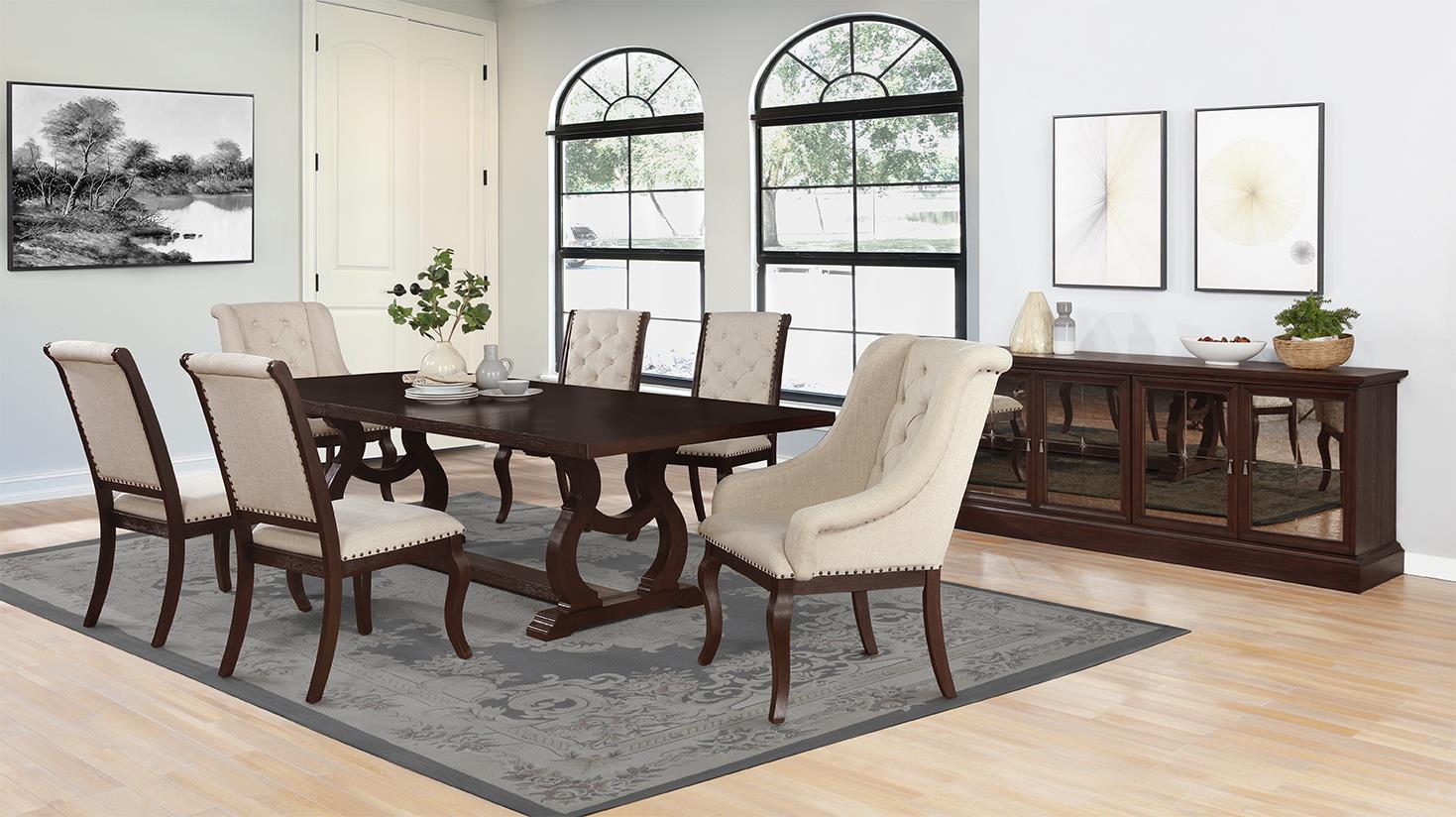 Brockway Rectangular Cove Trestle Dining Table with Extension Leaf
