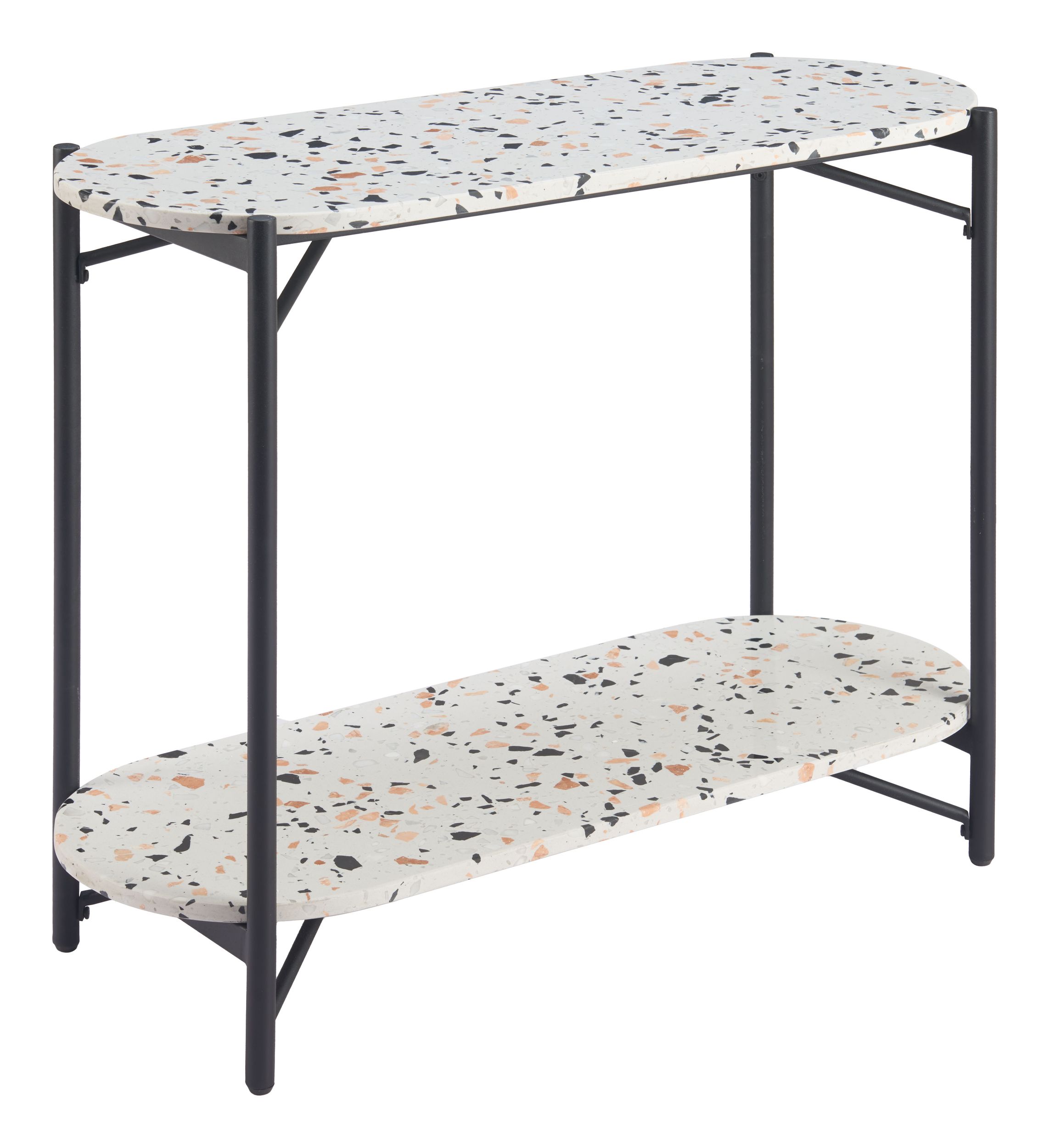 Tuxedo Faux Terrazzo Stone/Steel Console Table
