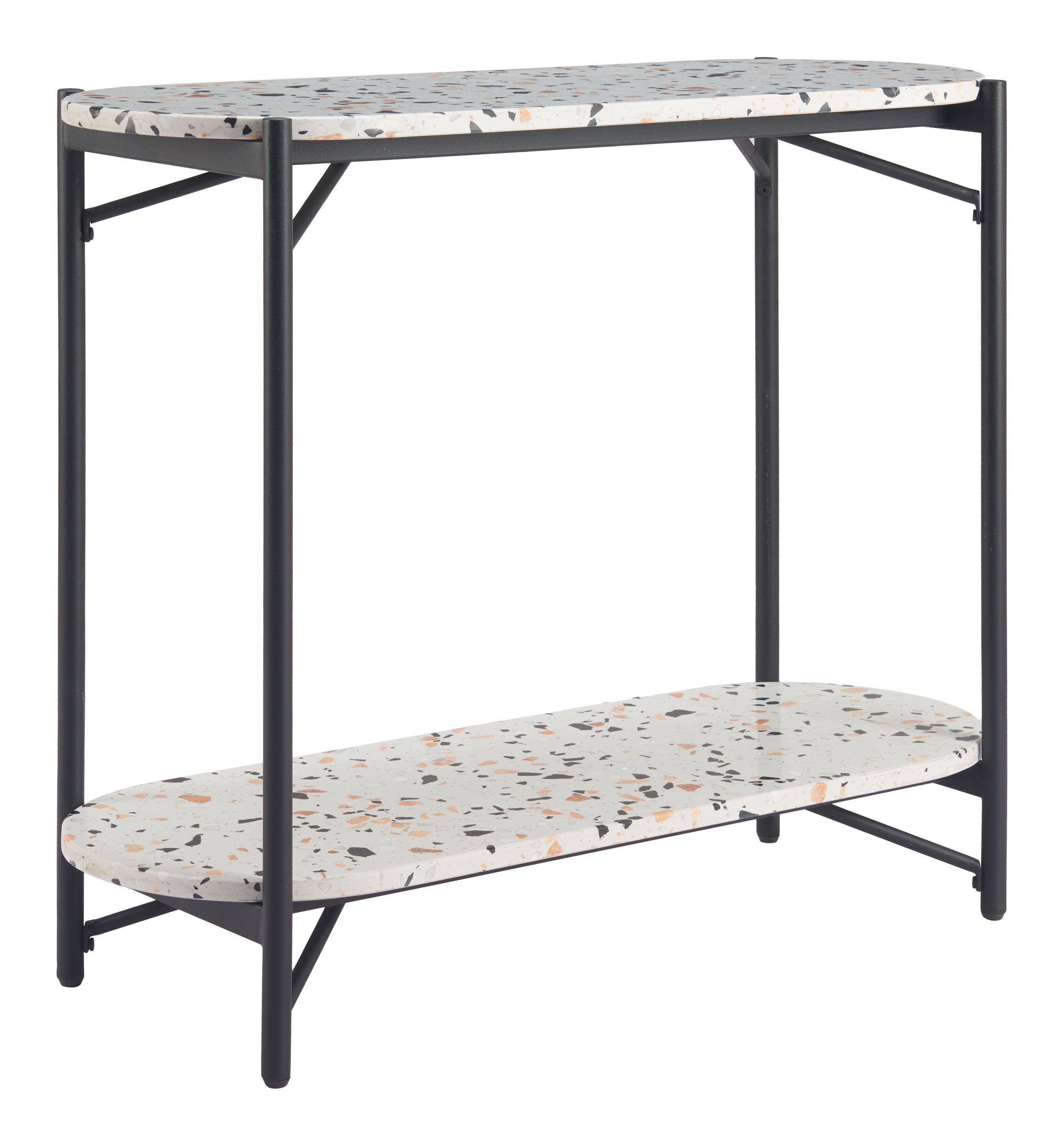 Tuxedo Faux Terrazzo Stone/Steel Console Table