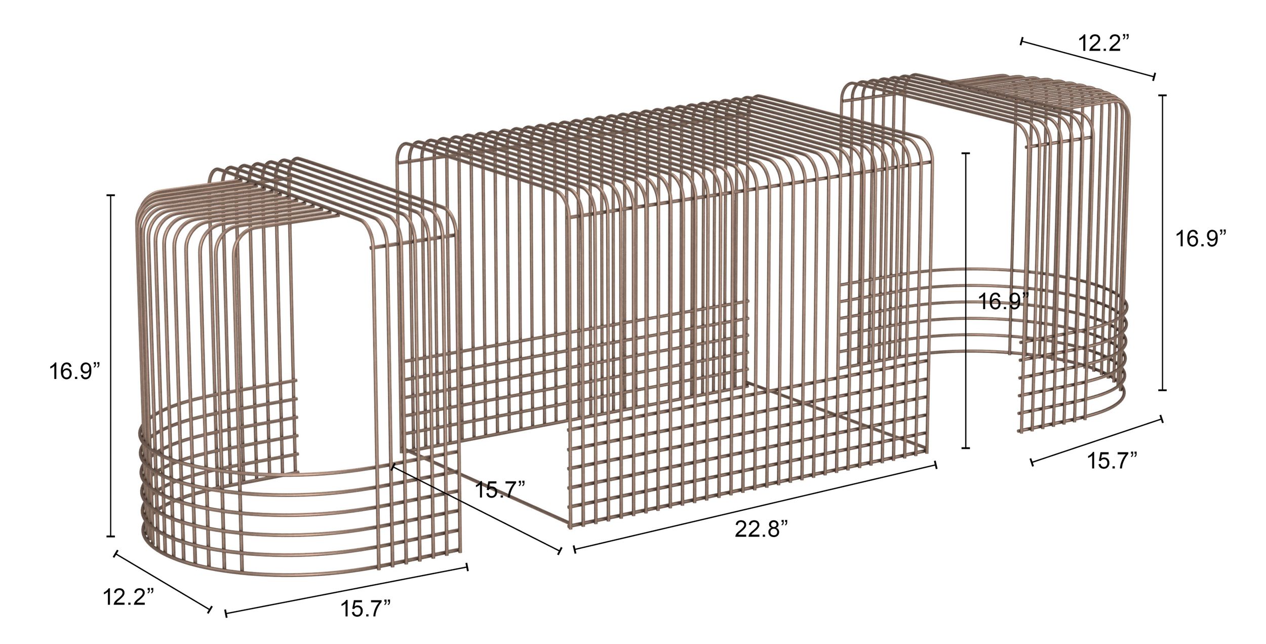 Pitch Rectangular Steel Coffee Table Set