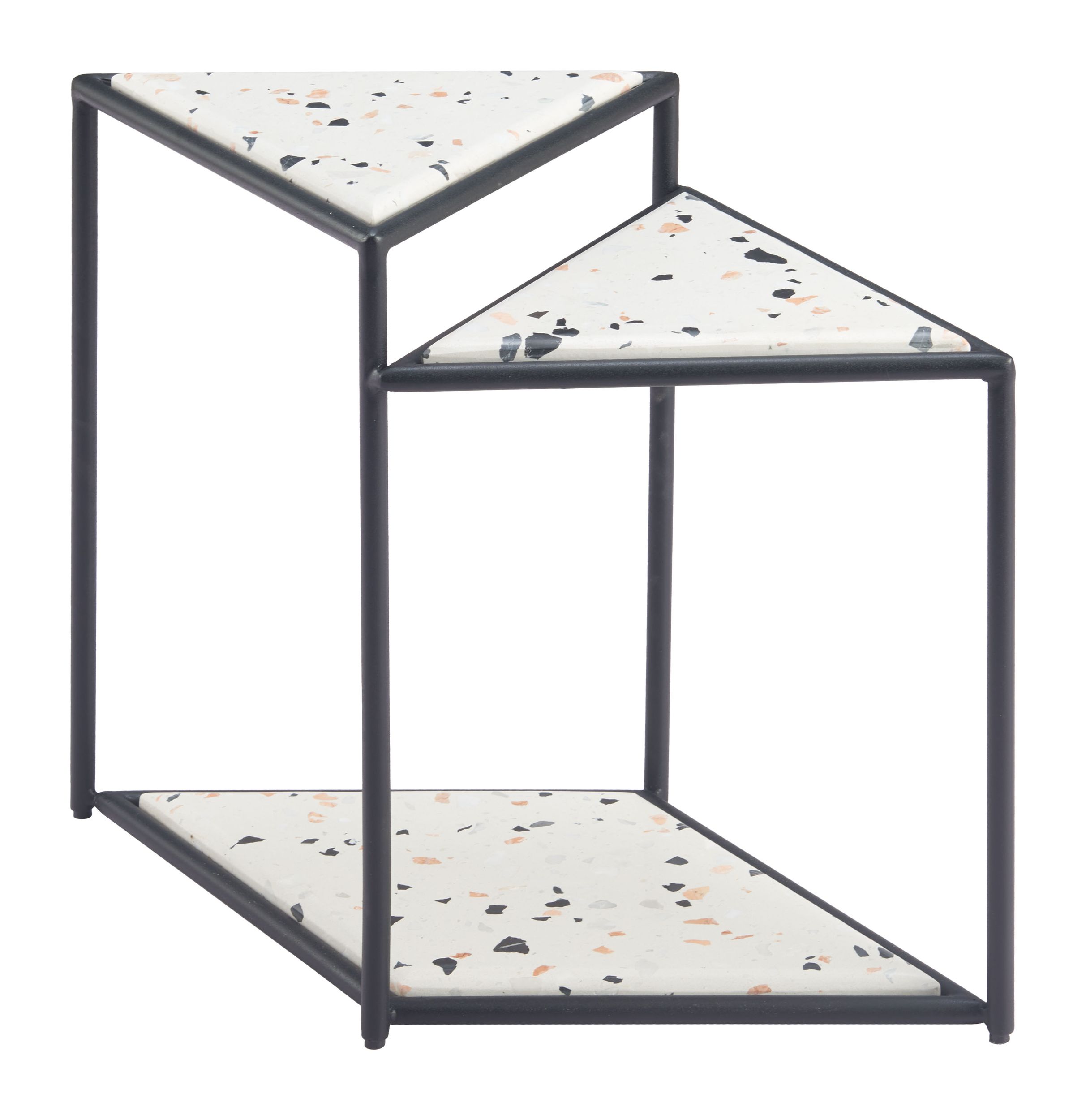Miste Faux Terrazzo Stone/Steel Side Table