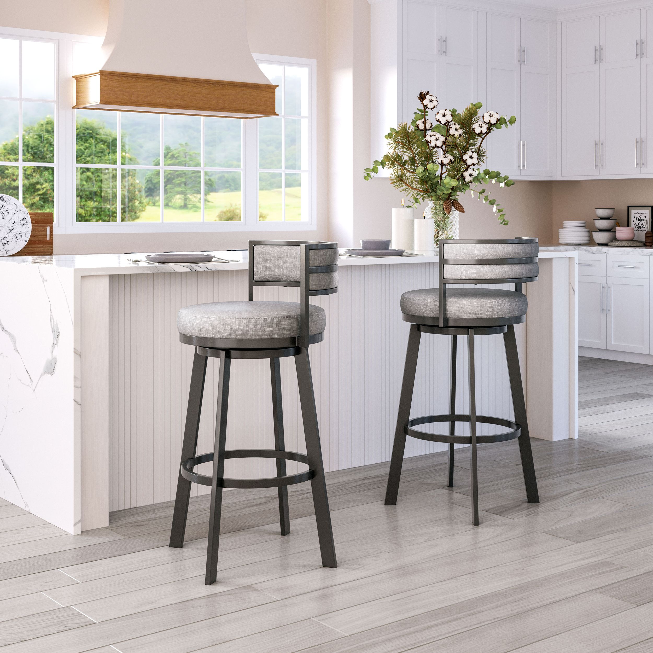Gimsby Faux Leather/Steel Swivel Barstool