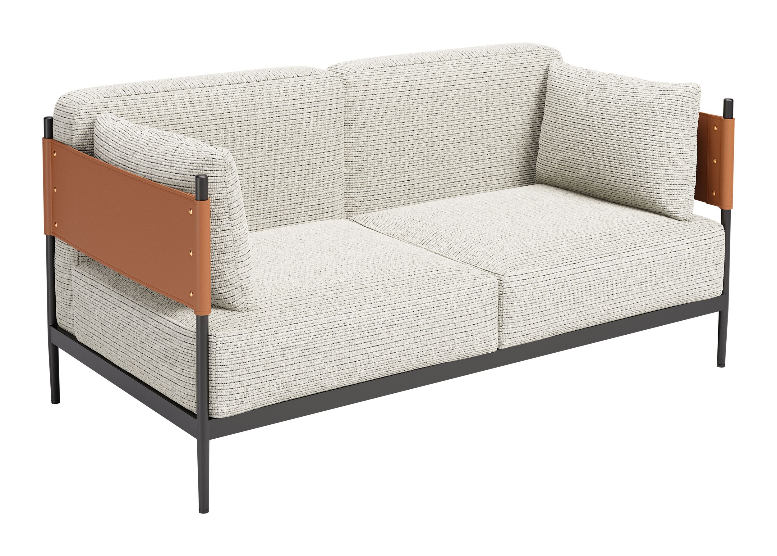Stirbe Grey Textured Fabric & Steel Multi Colored 56" Loveseat