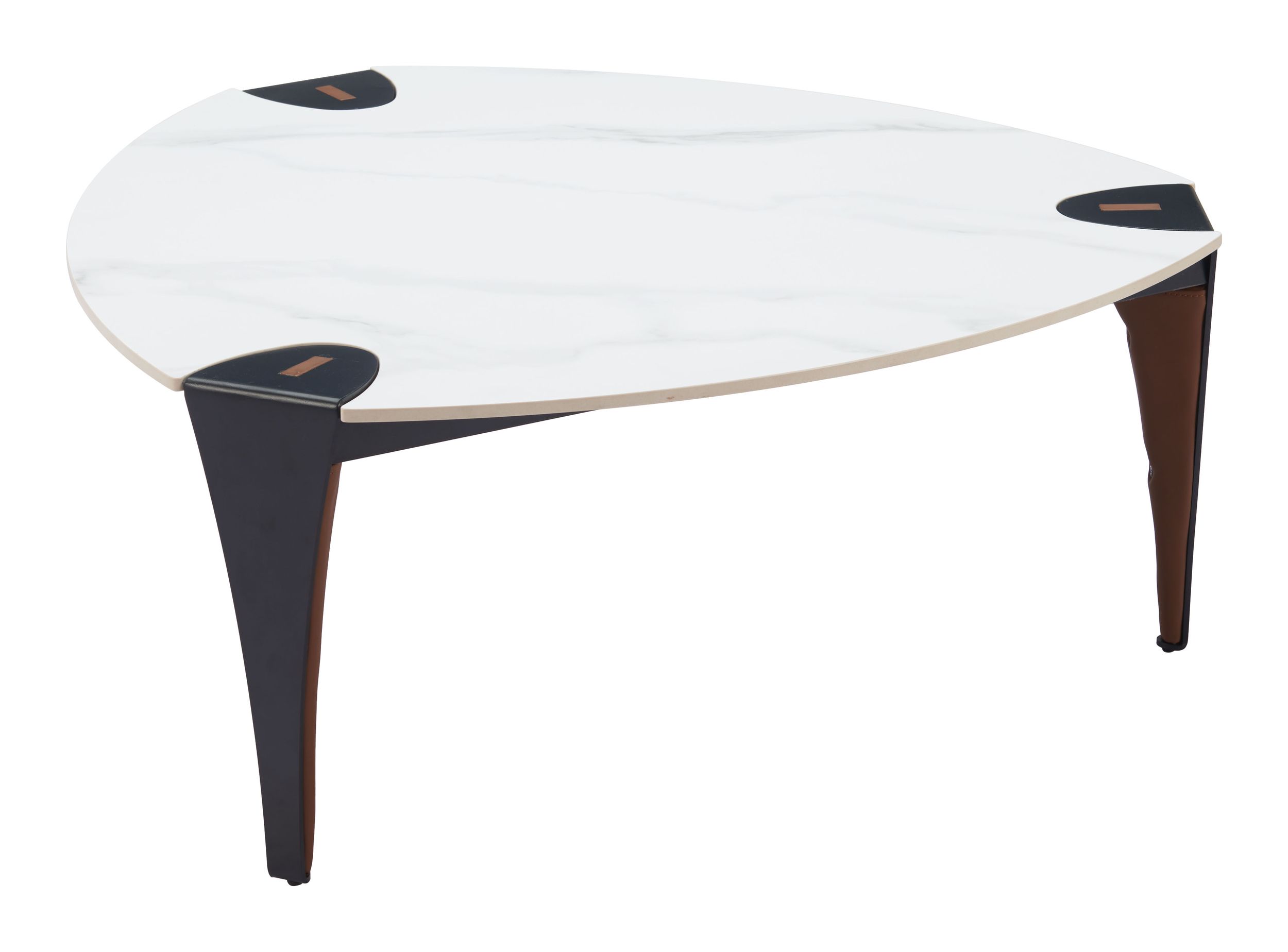 Bogey Triangular Faux Marble/Faux Leather Coffee Table