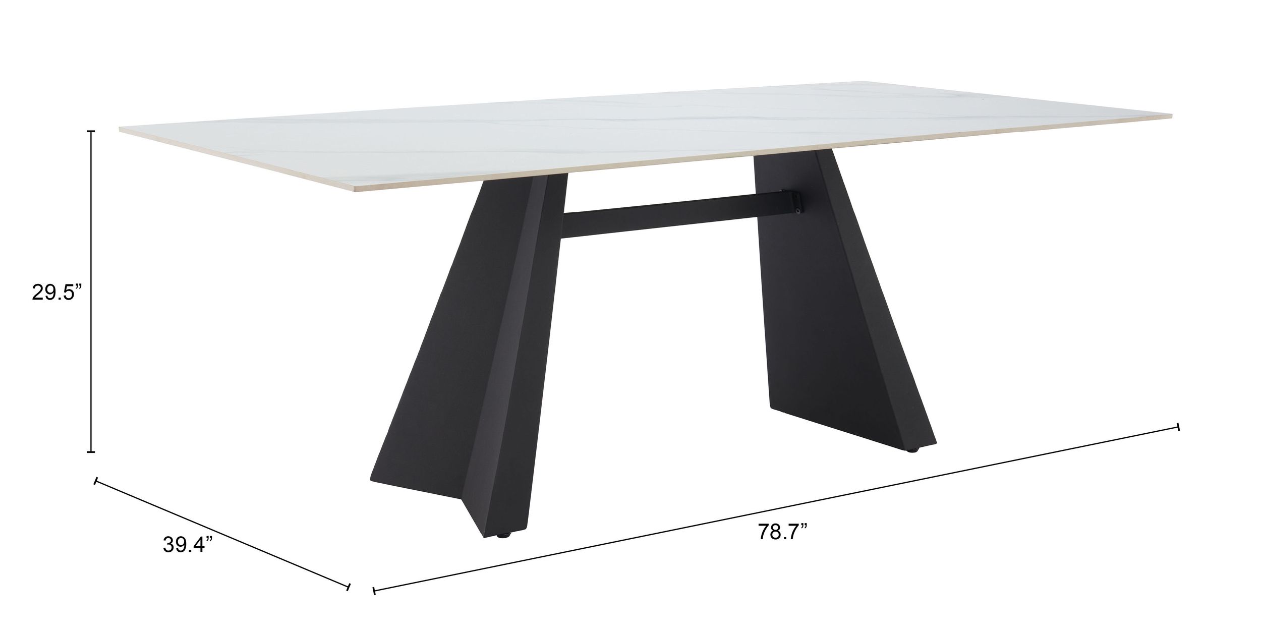 Inky Rectangular Faux Marble/Steel Dining Table