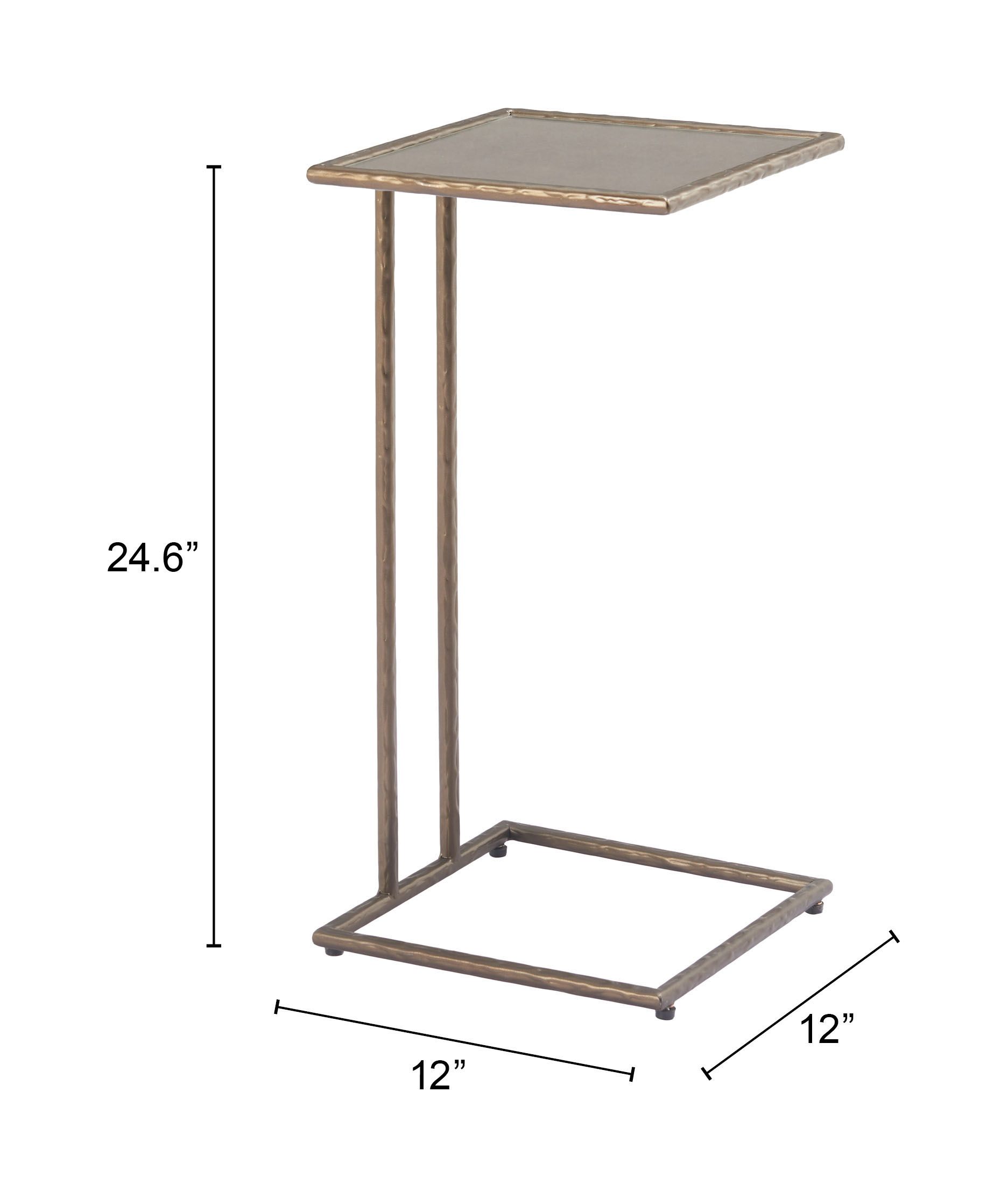 Ringen Square Mirror Glass/Steel Side Table