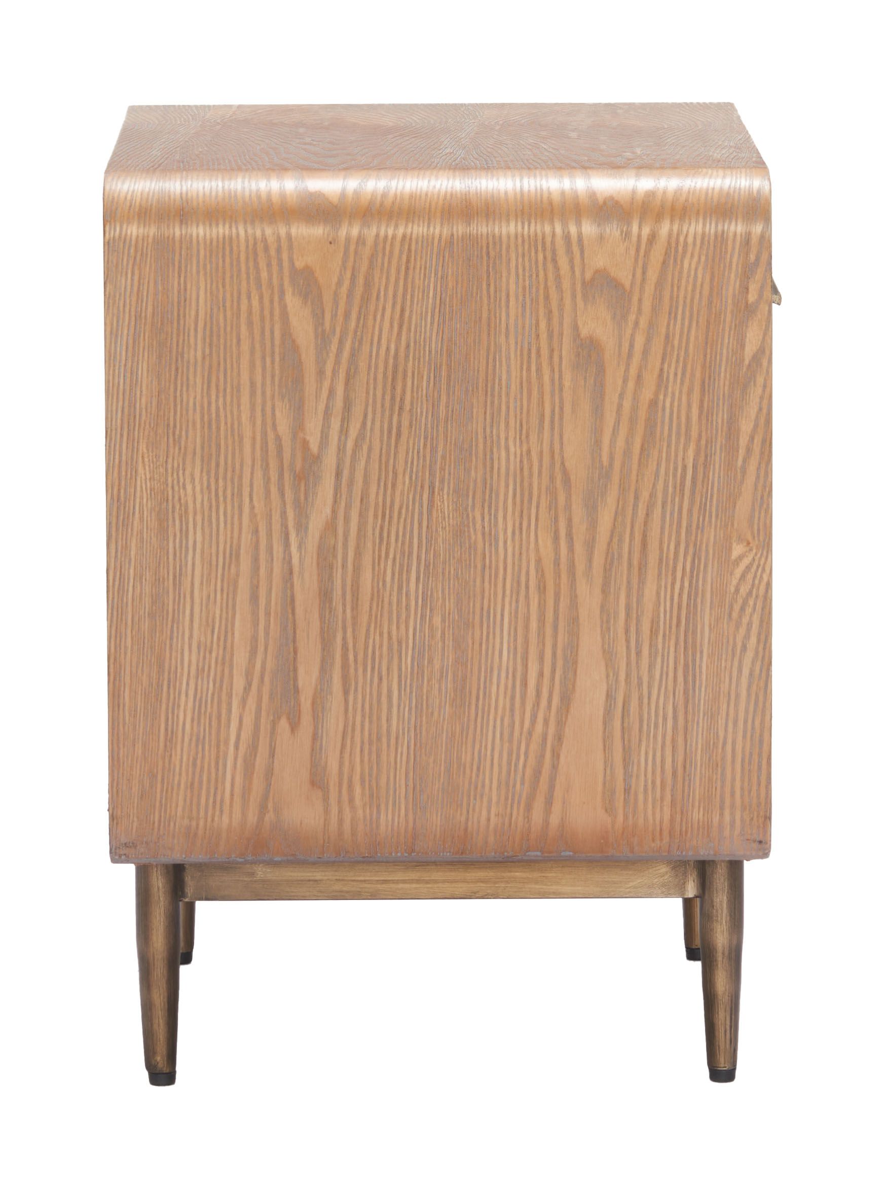 Vidaz Rectangular Wood Veneer/Steel Side Table w/Drawer