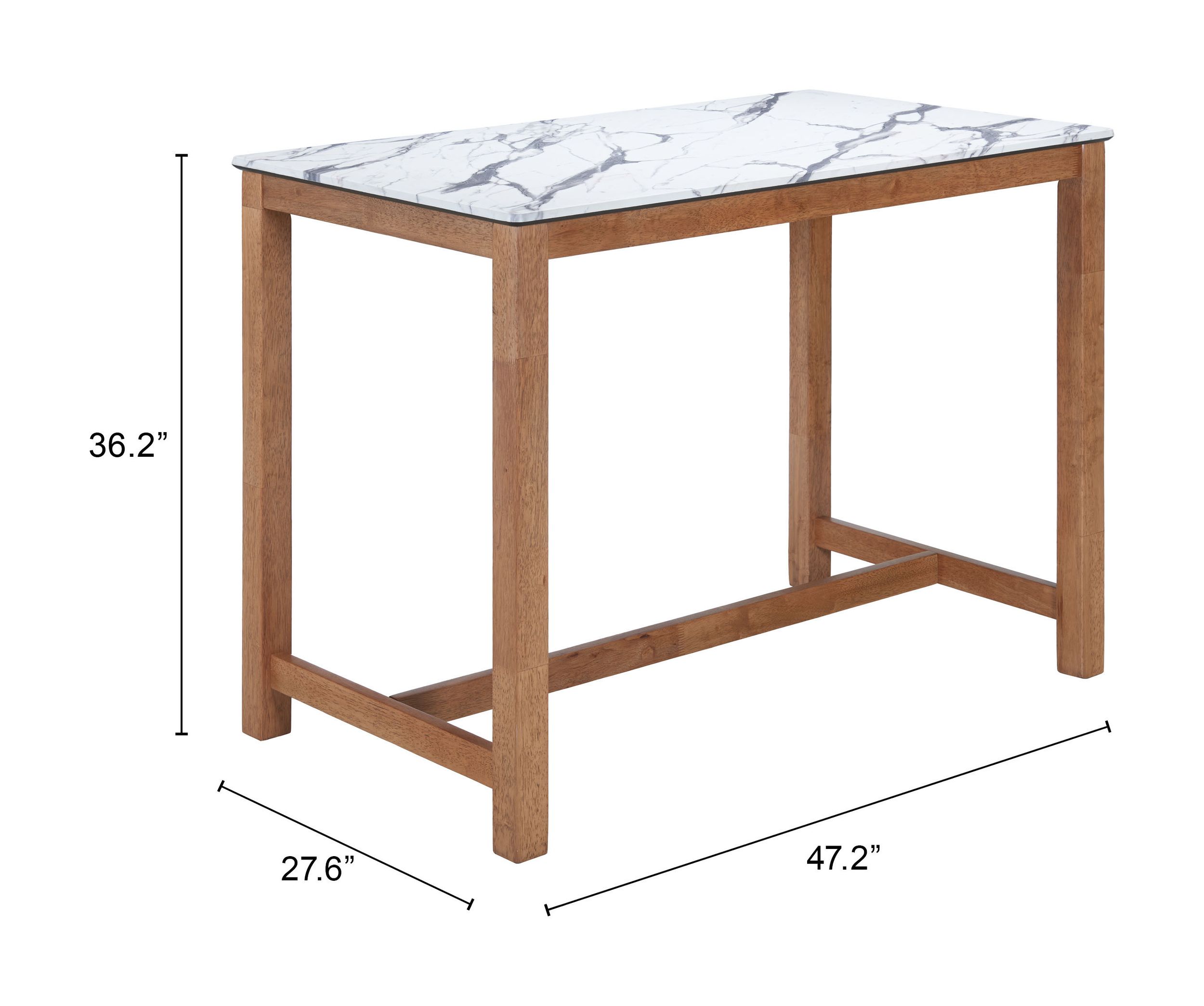 Fein Rectangular Faux Marble/Wood Counter Table