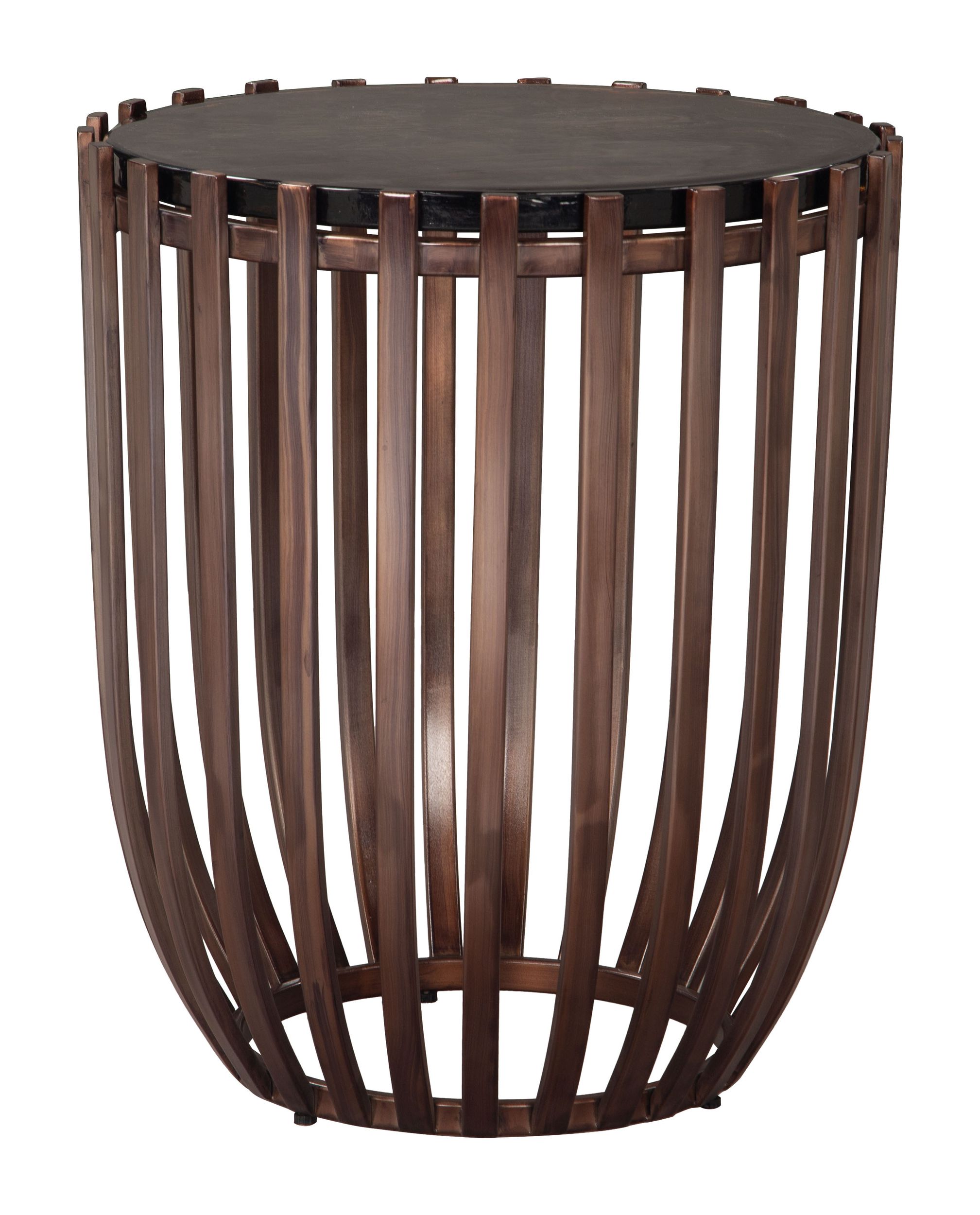 Kafig Round Glass/Iron Side Table