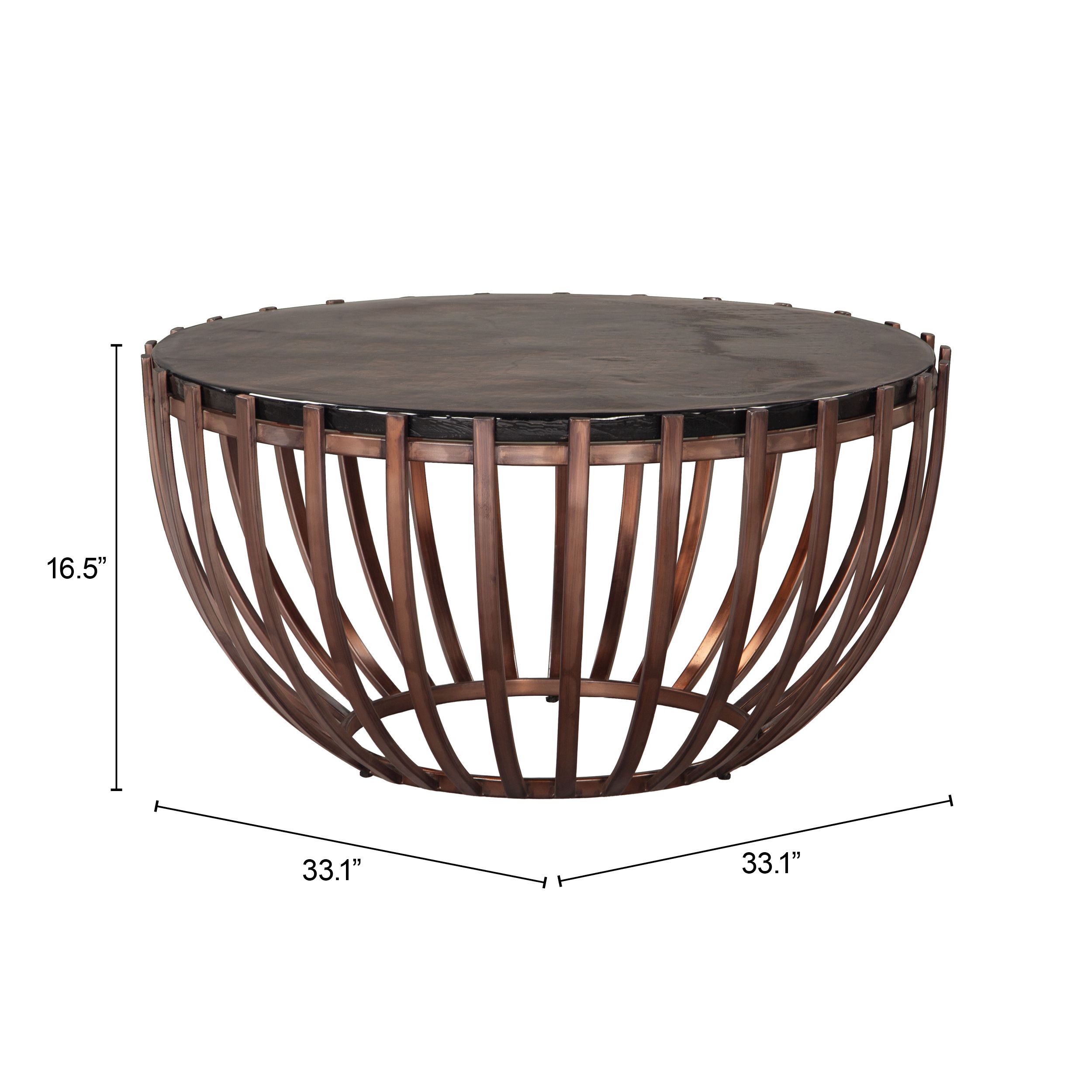 Kafig Round Glass/Iron Coffee Table