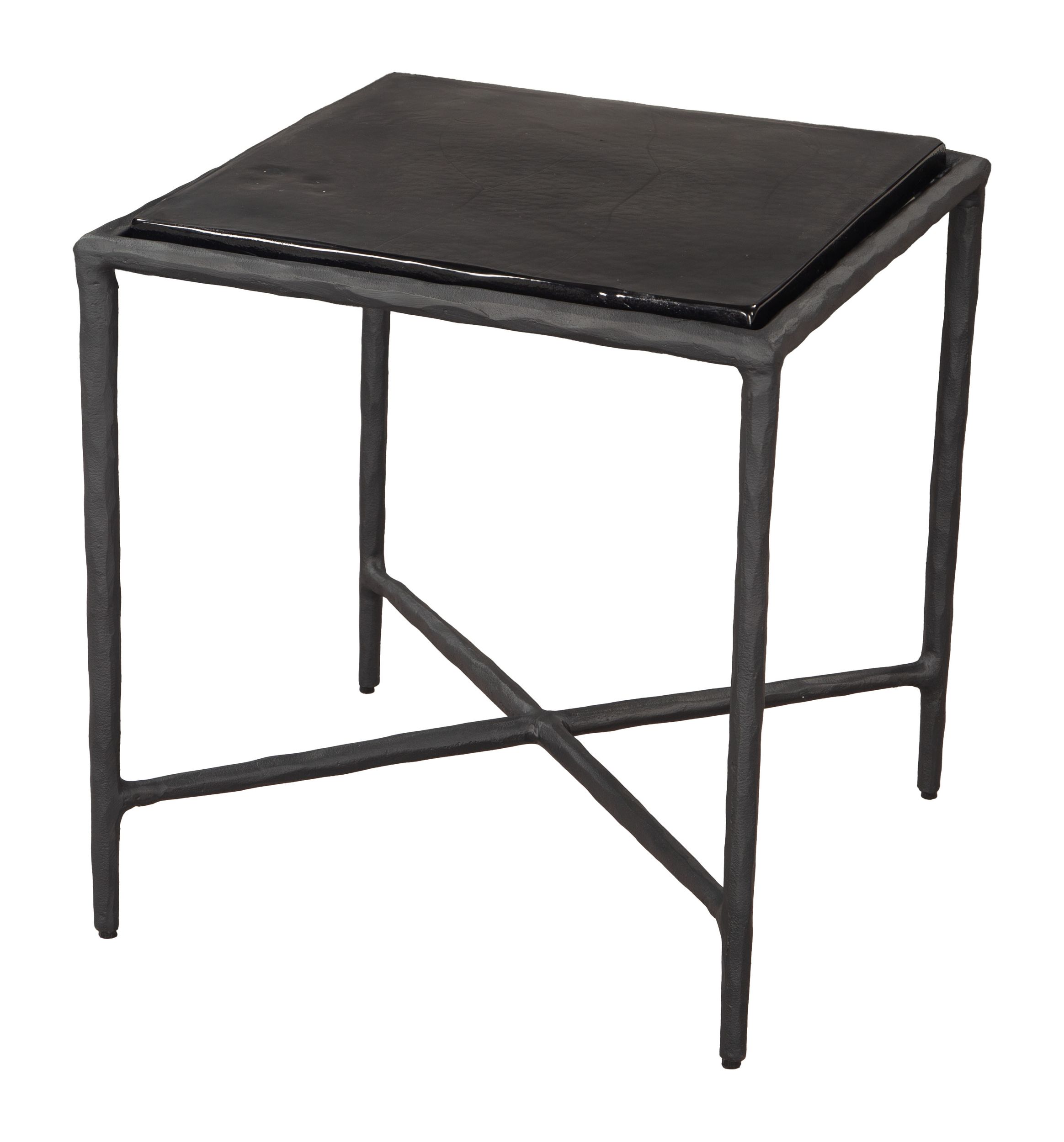 Cloe Square Glass/Aluminum Side Table