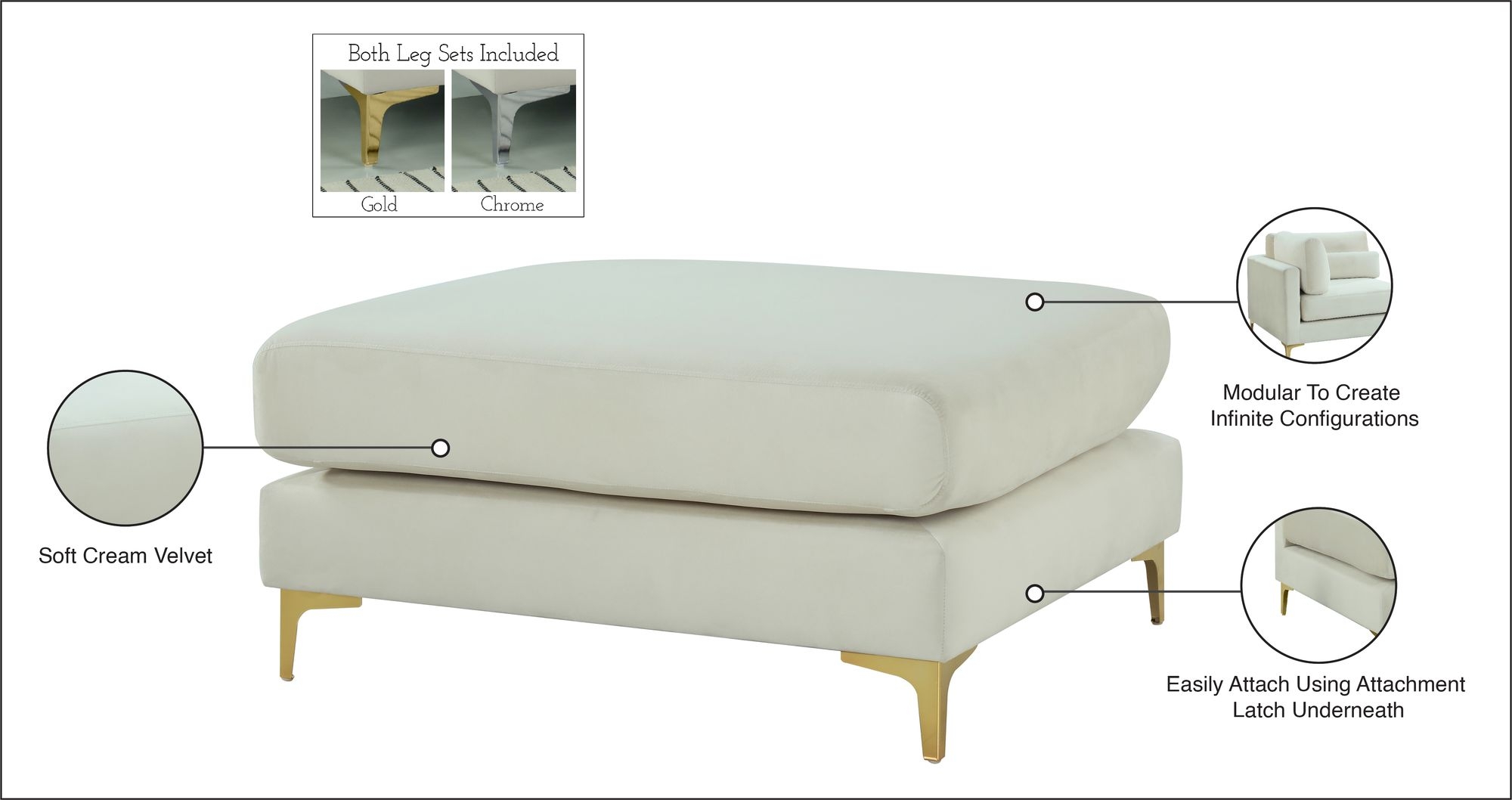 Julia Velvet Modular Ottoman