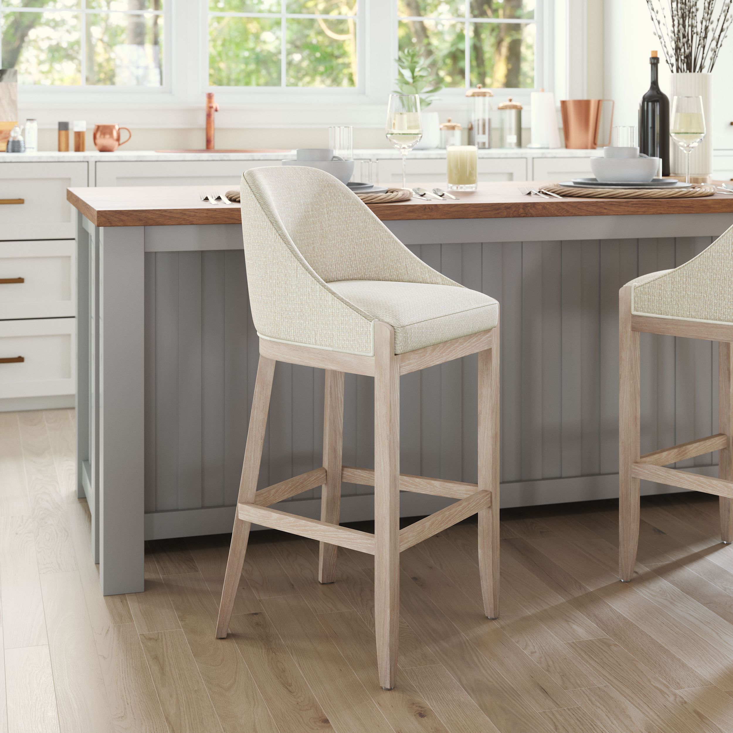 Calmo Polyester/Wood Barstool