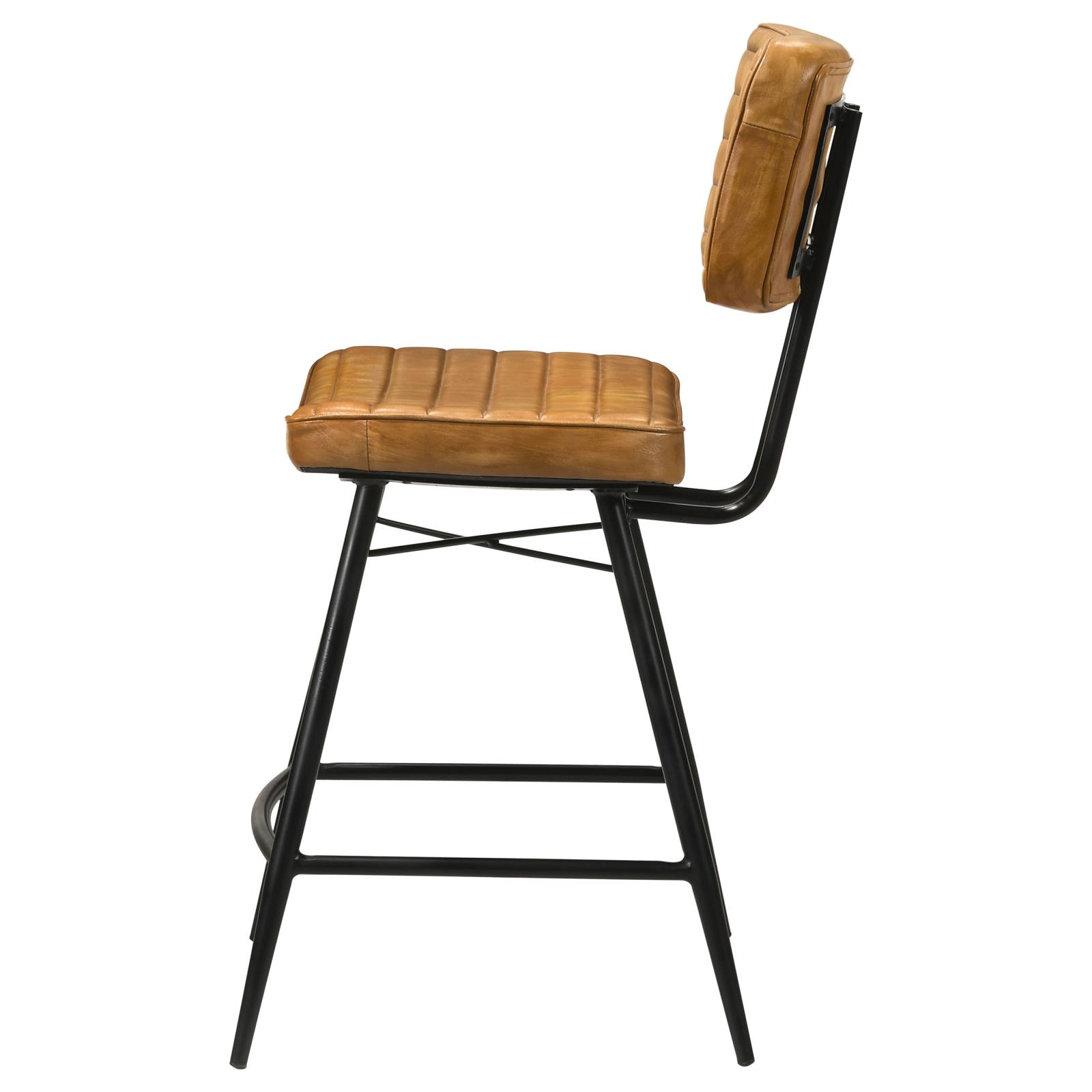Partridge Leather Counter Stool with Metal Base
