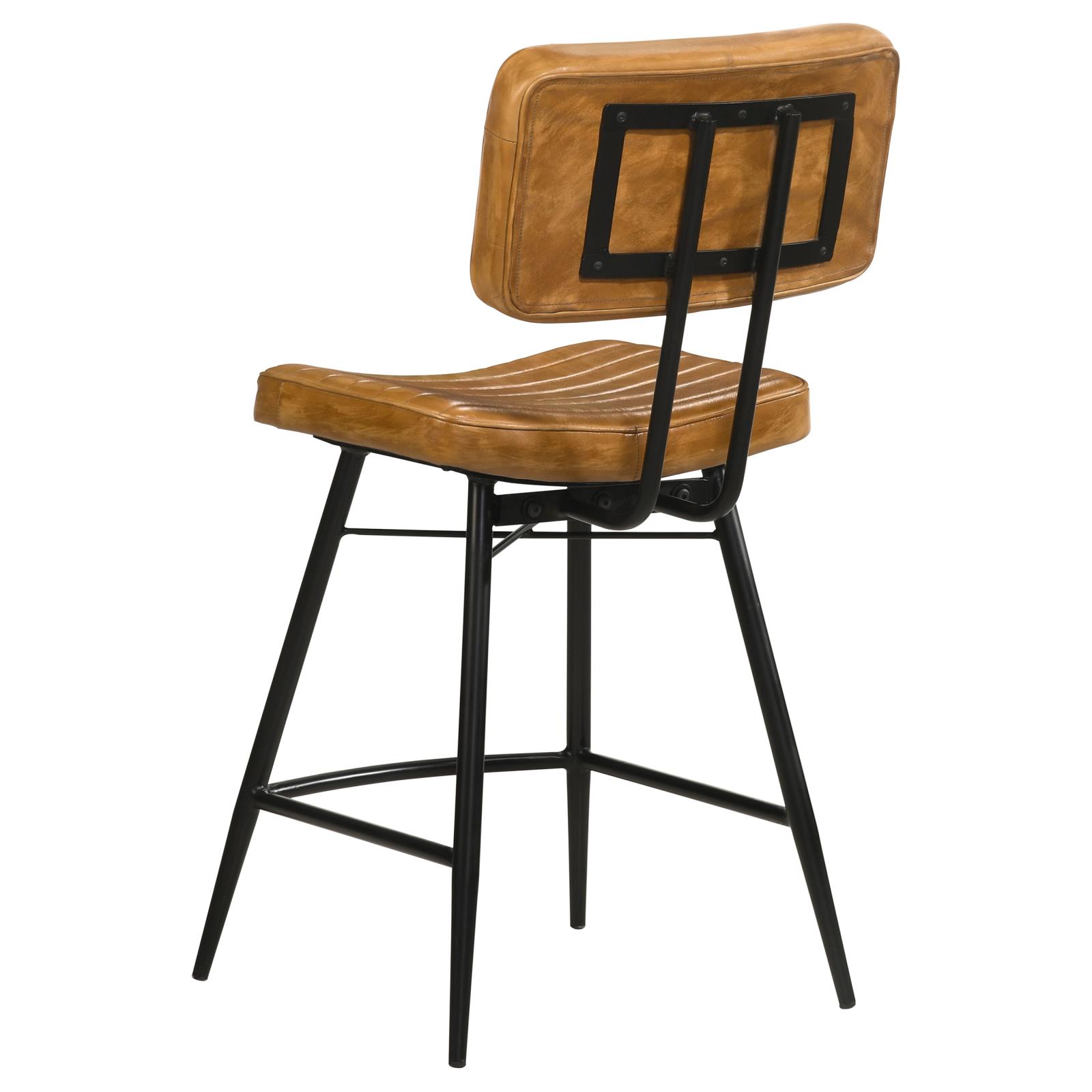 Partridge Leather Counter Stool with Metal Base