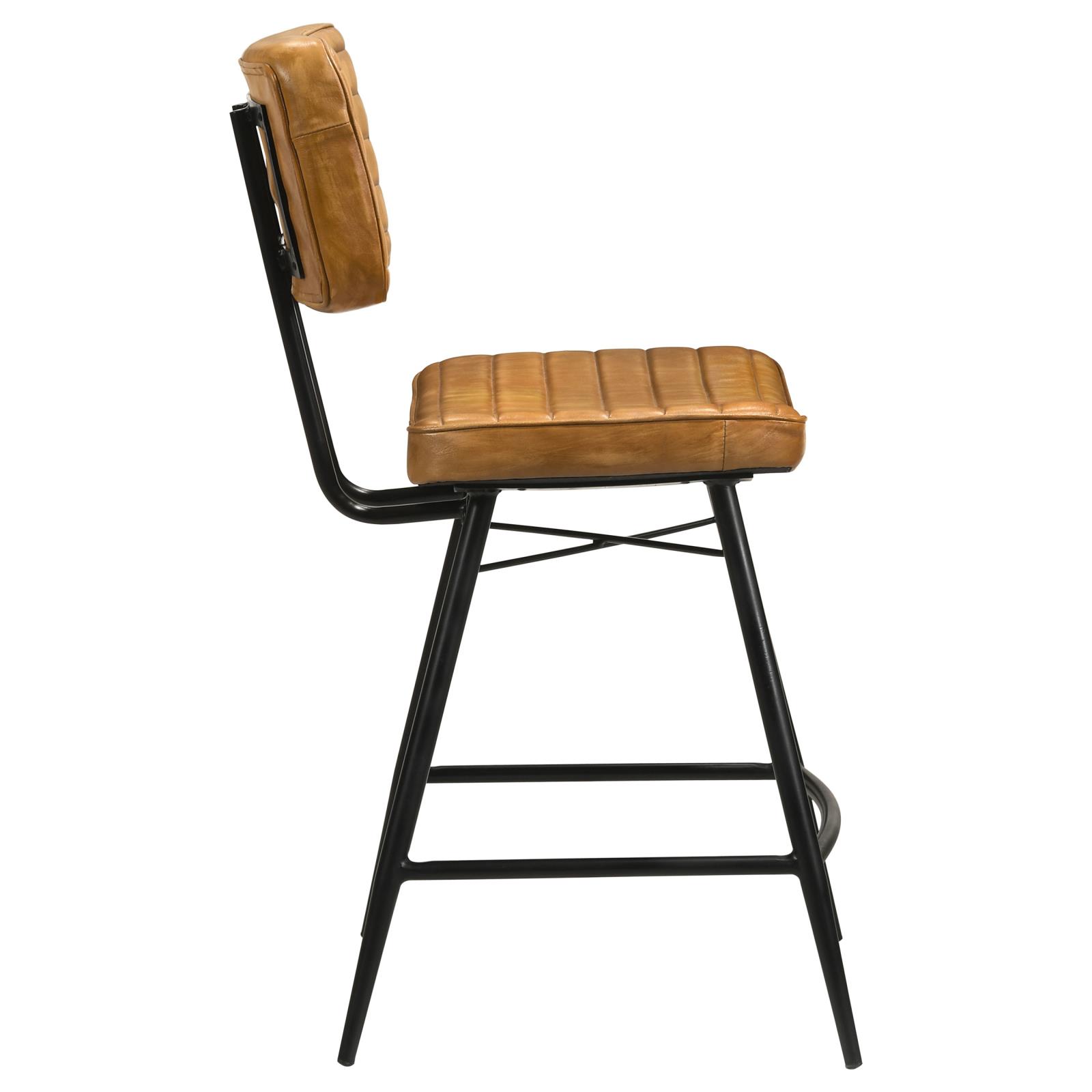Partridge Leather Counter Stool with Metal Base