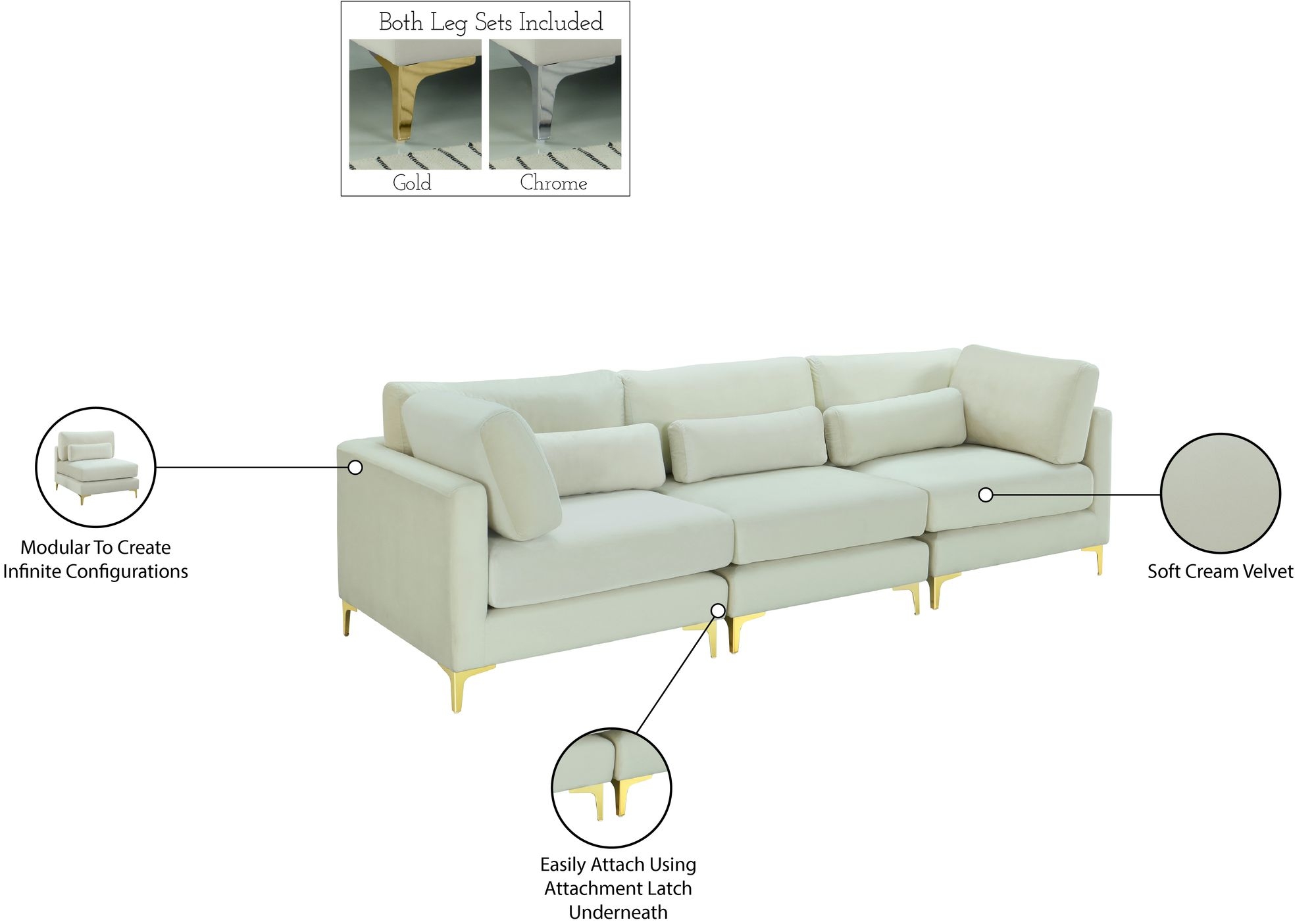 Julia 108" Velvet Modular Sofa