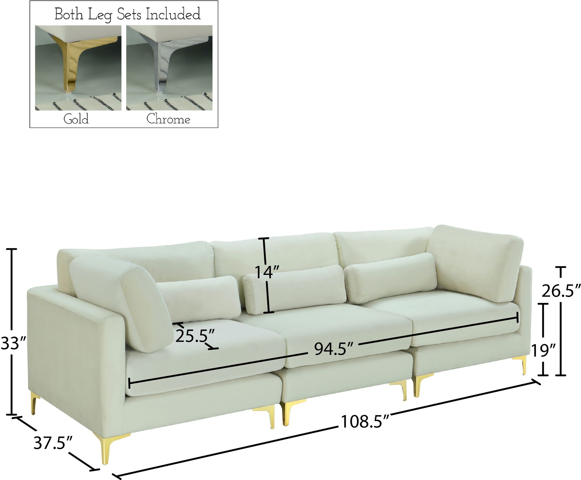 Julia 108" Velvet Modular Sofa