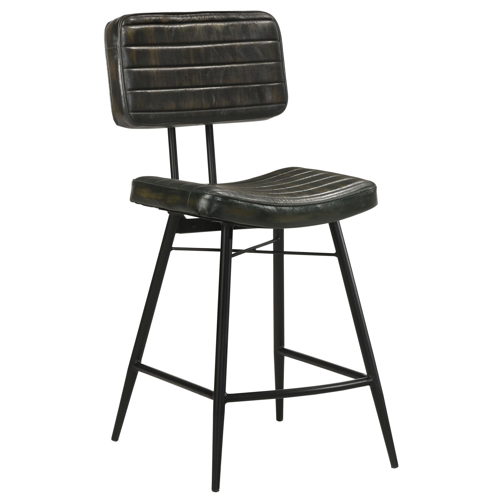 Partridge Leather Counter Stool with Metal Base