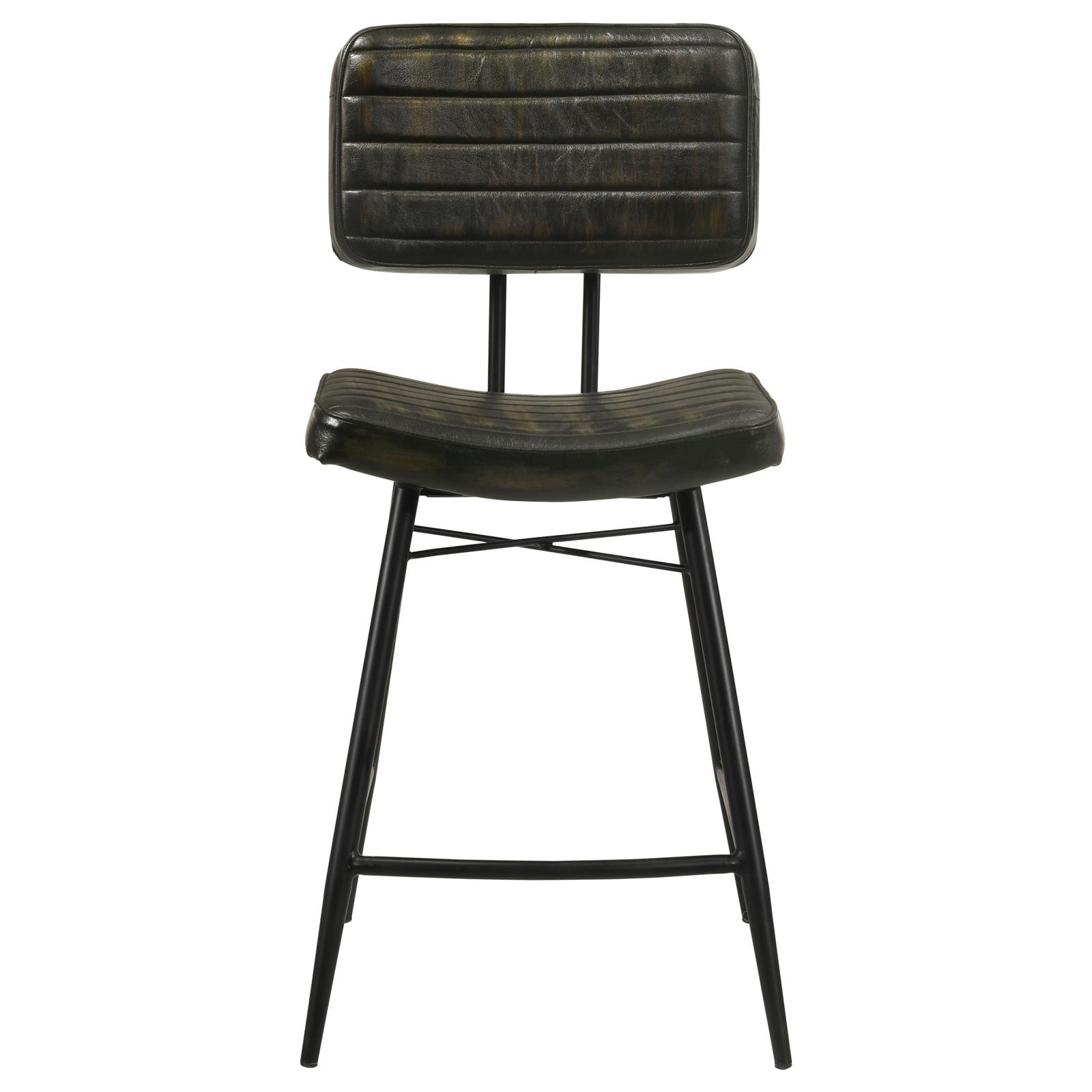 Partridge Leather Counter Stool with Metal Base