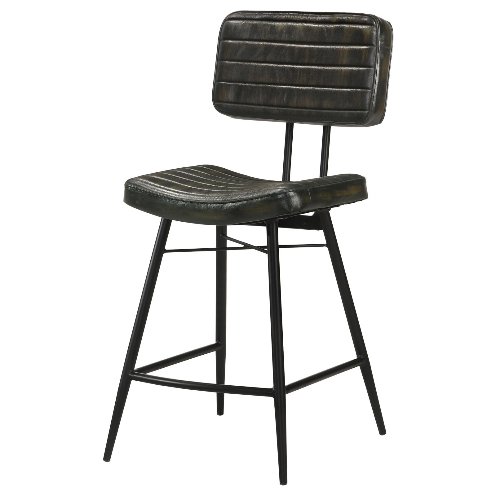Partridge Leather Counter Stool with Metal Base