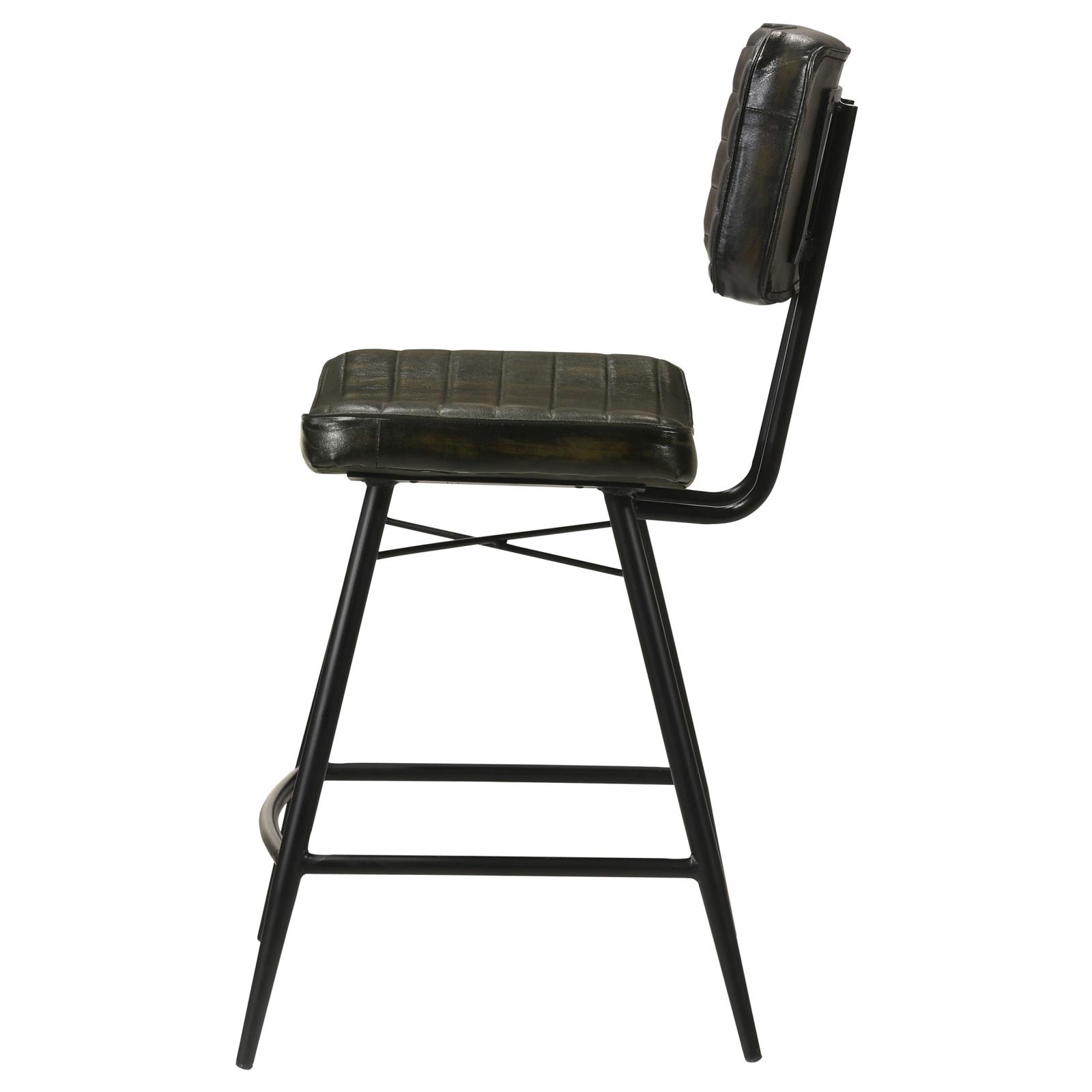 Partridge Leather Counter Stool with Metal Base