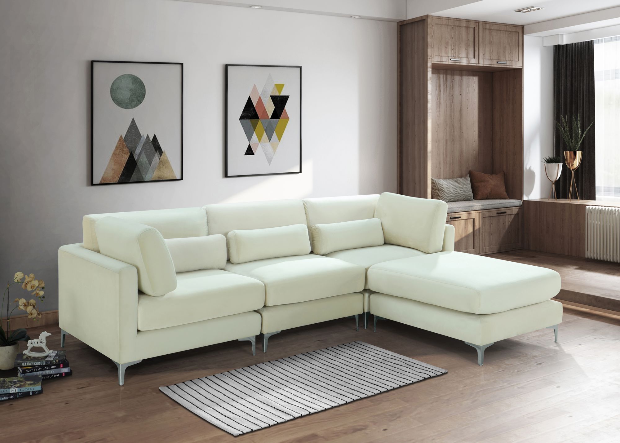 Julia 108.5" 4-Piece Velvet Modular Reversible Sectional