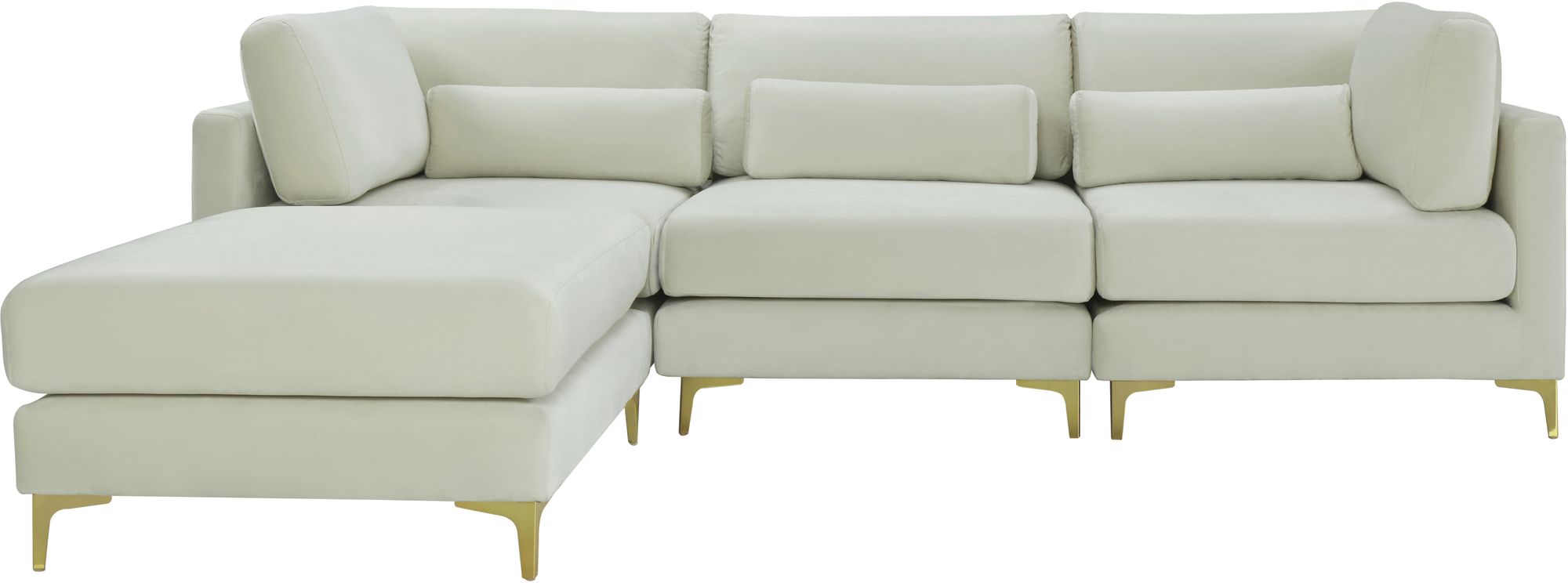 Julia 108.5" 4-Piece Velvet Modular Reversible Sectional