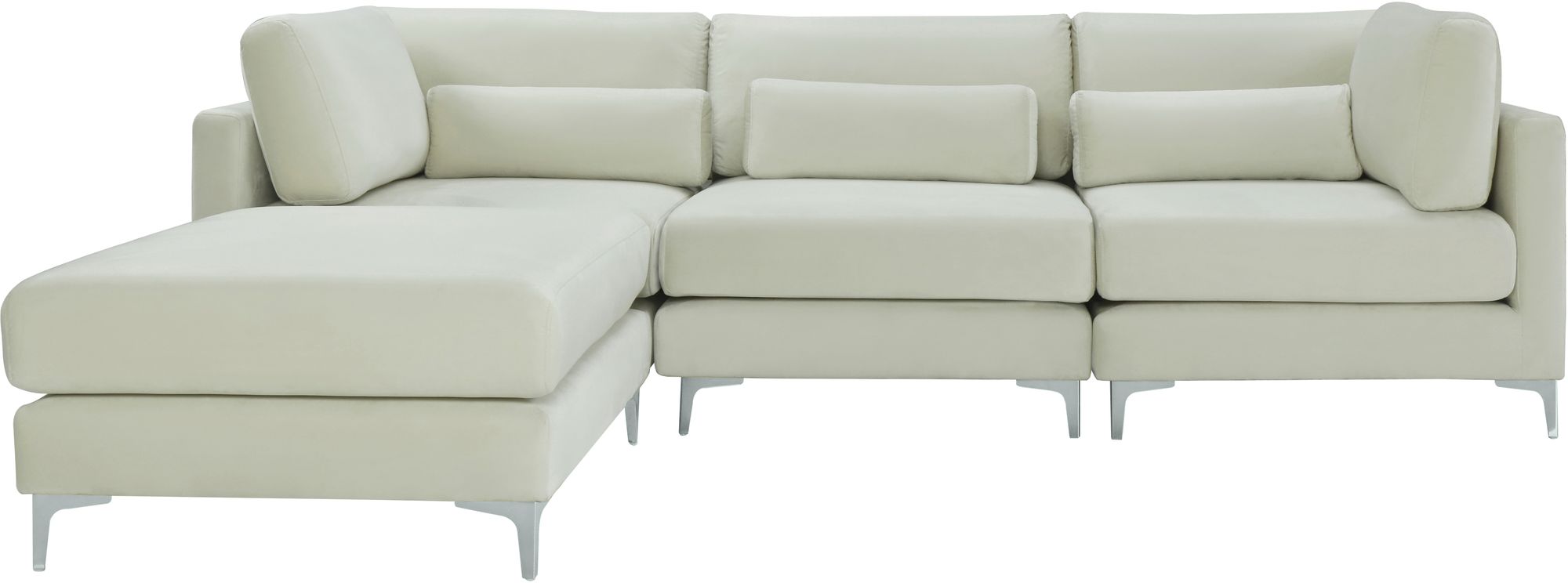 Julia 108.5" 4-Piece Velvet Modular Reversible Sectional