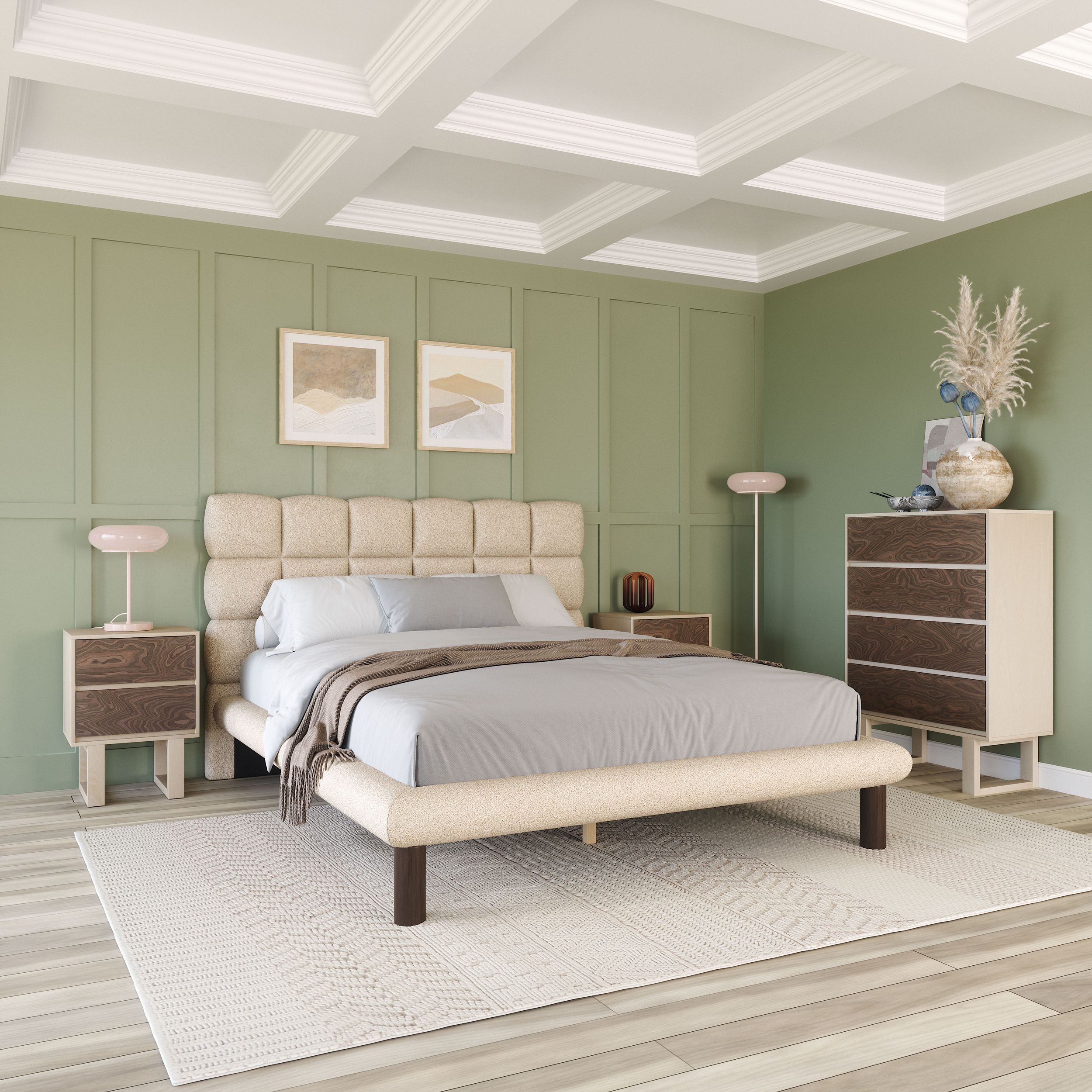 Placid Polyester Platform Bed, Queen Size