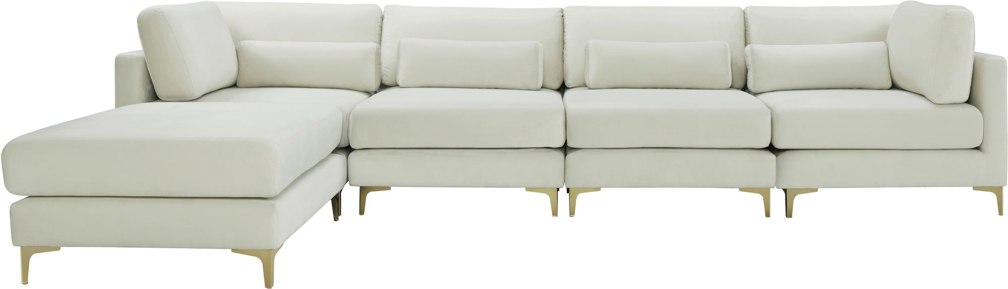 Julia 142" 5-Piece Velvet Modular Reversible Sectional