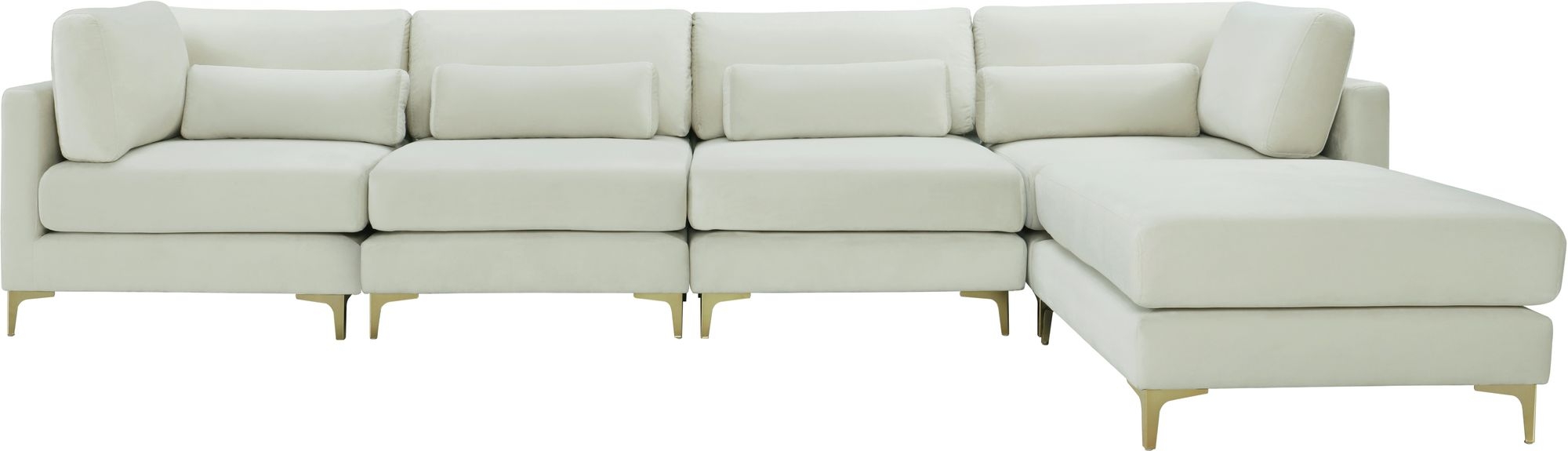 Julia 142" 5-Piece Velvet Modular Reversible Sectional